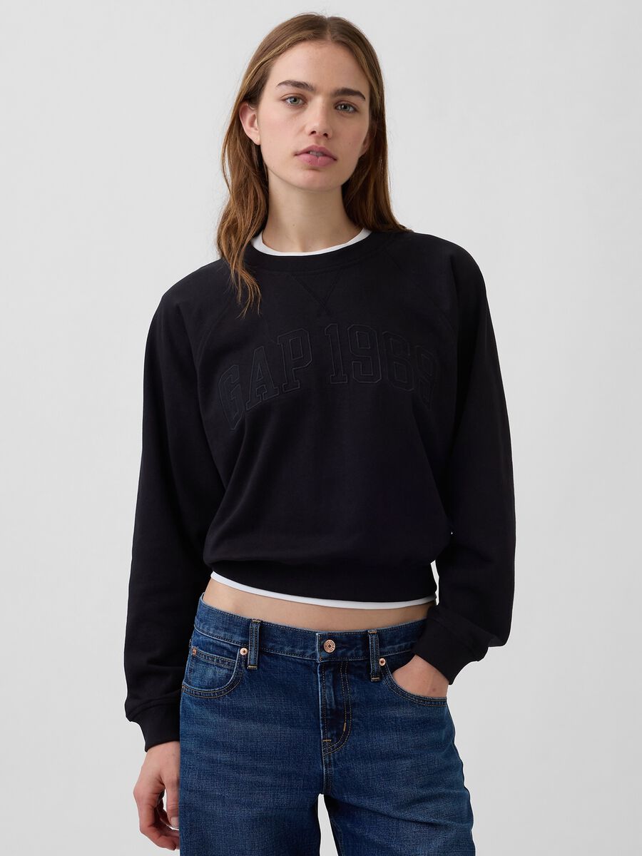 Felpa in misto cotone con girocollo Donna_0