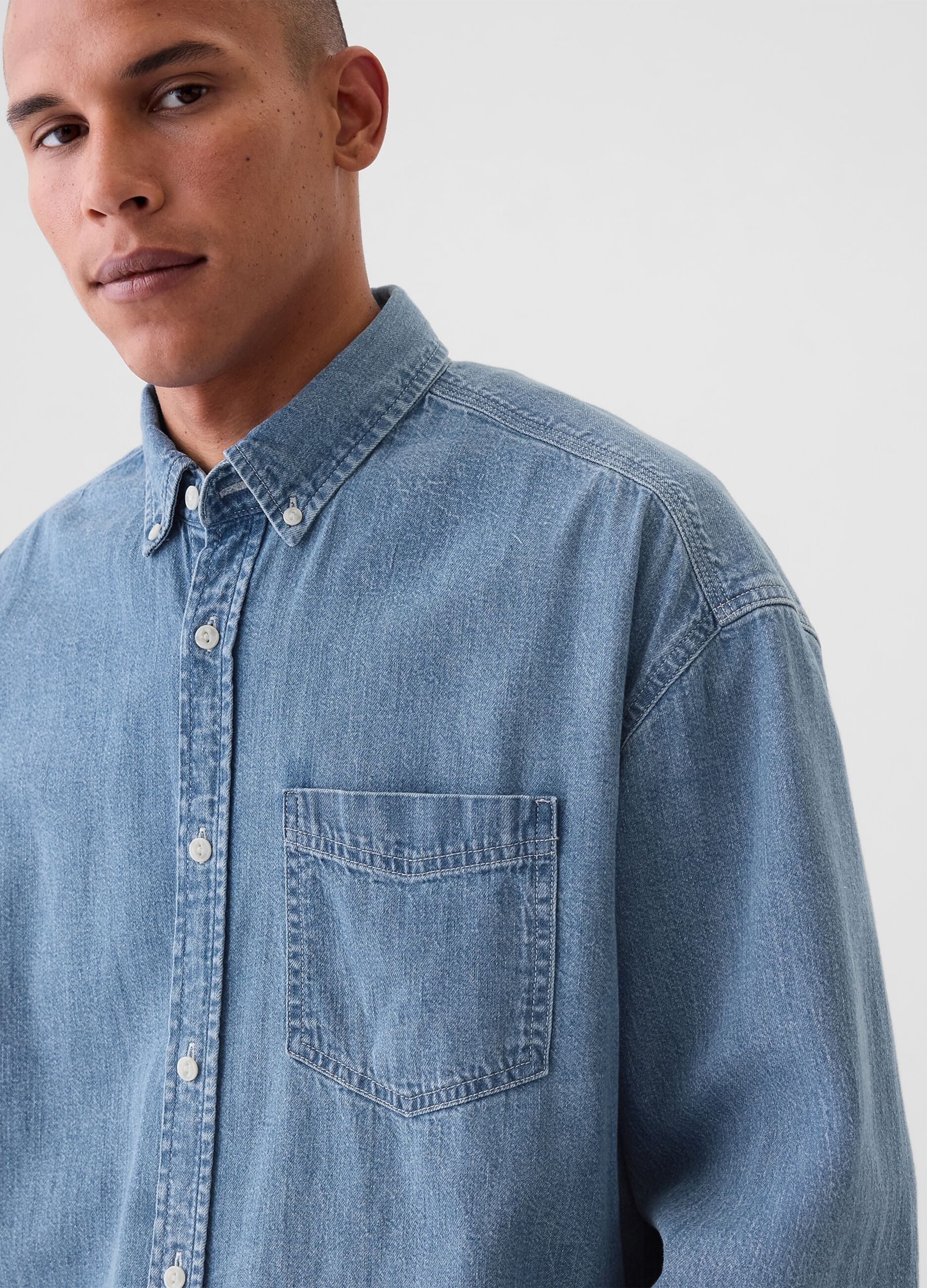 Camicia button-down in denim _3