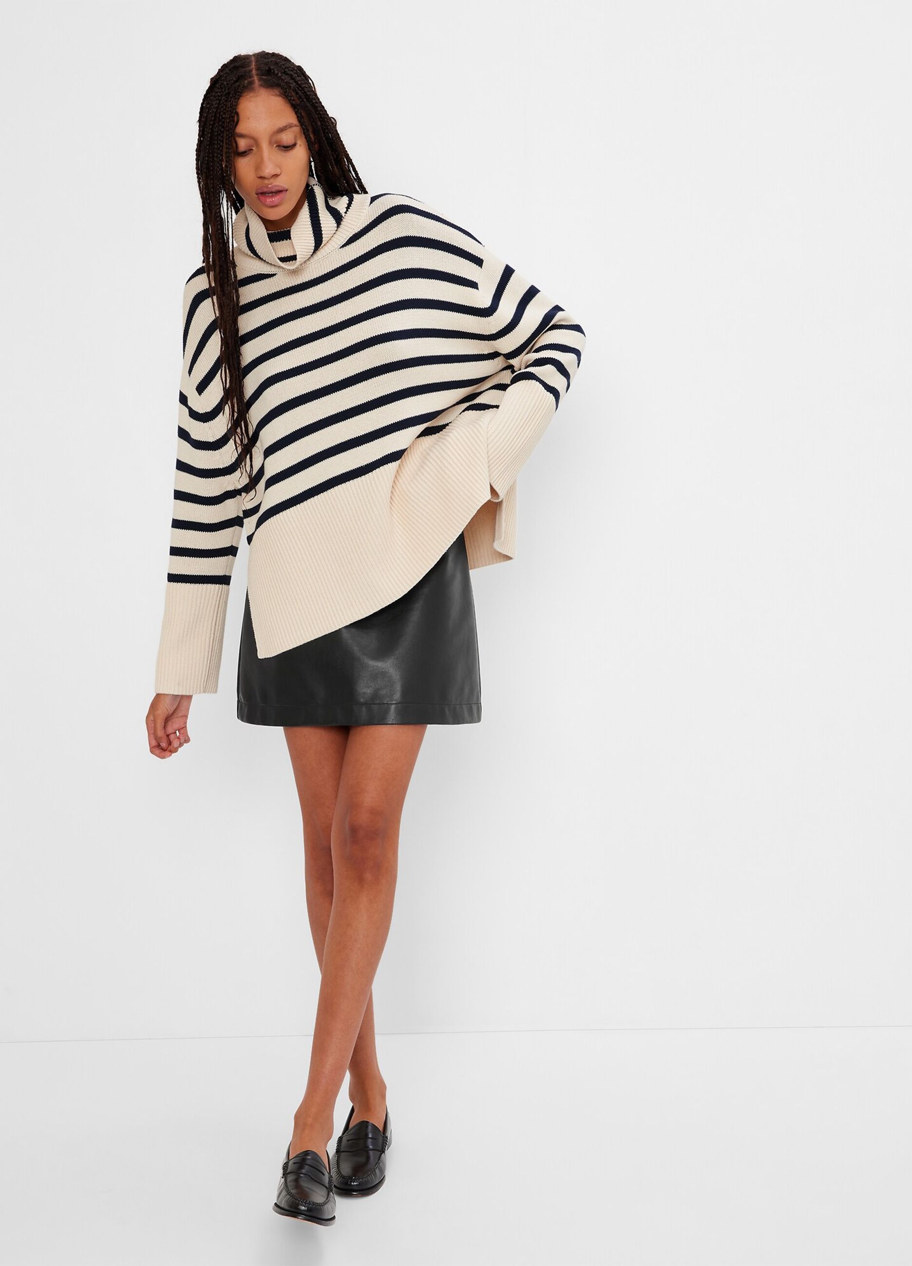 Oversize striped pullover with splits
