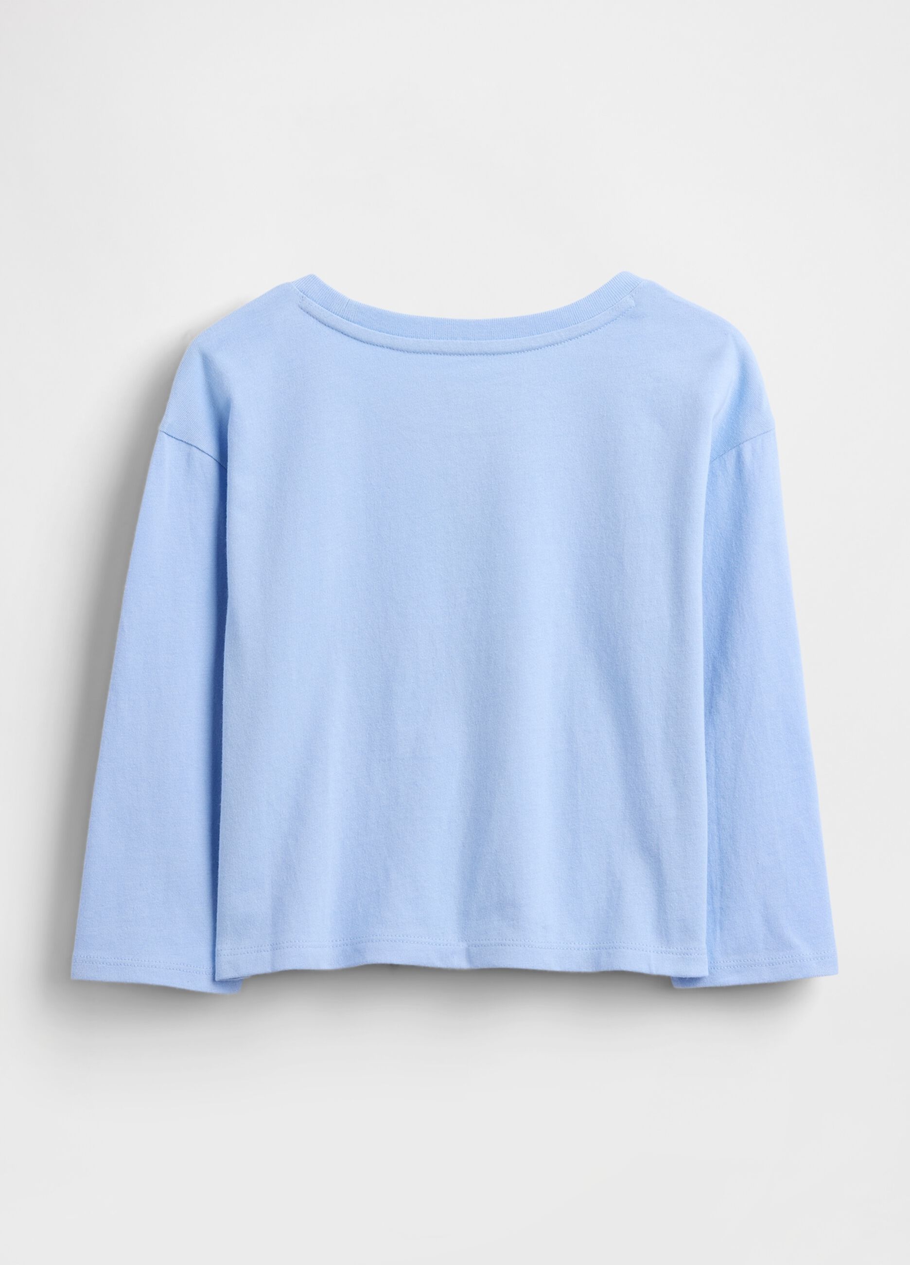 T-shirt azzurra a maniche lunghe in cotone_1