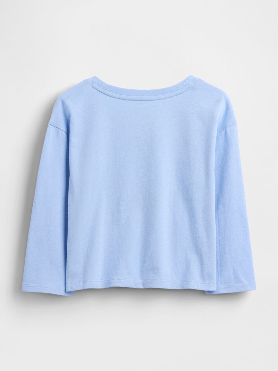 T-shirt azzurra a maniche lunghe in cotone Bimba_1