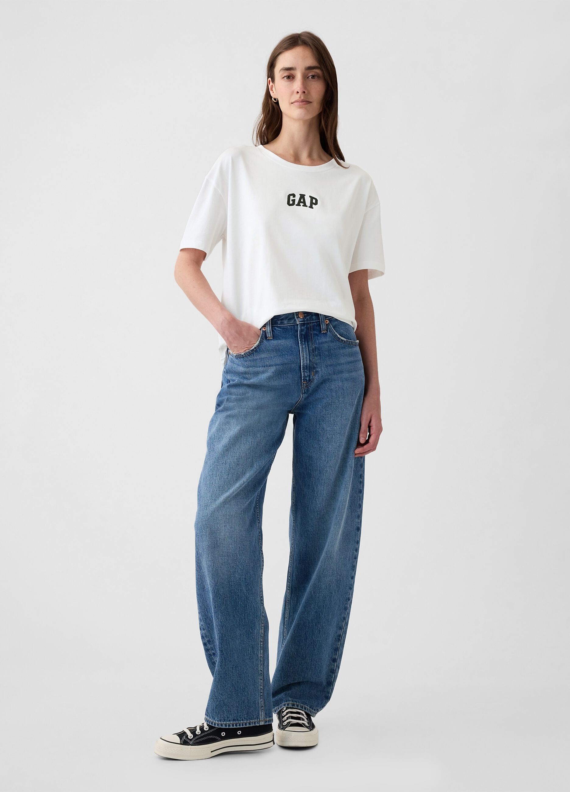 T-shirt bianca a maniche corte in cotone_2