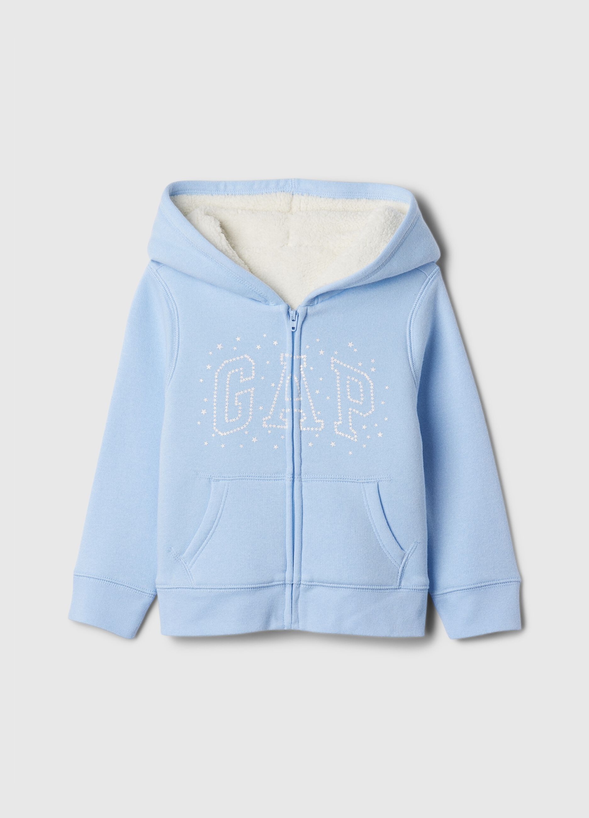 Full-zip con cappuccio interno in sherpa