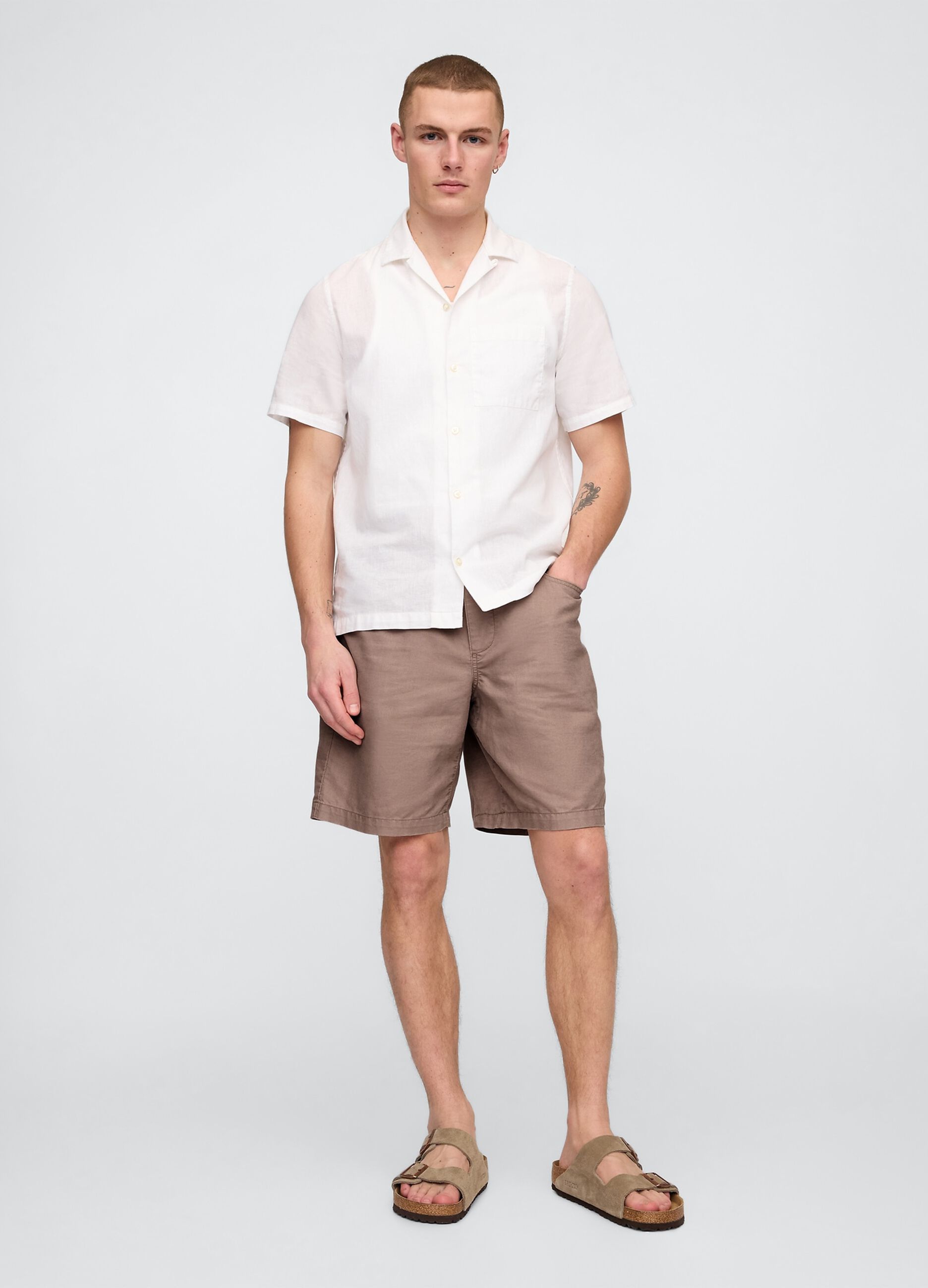 Shorts marroni in lino e cotone Gap