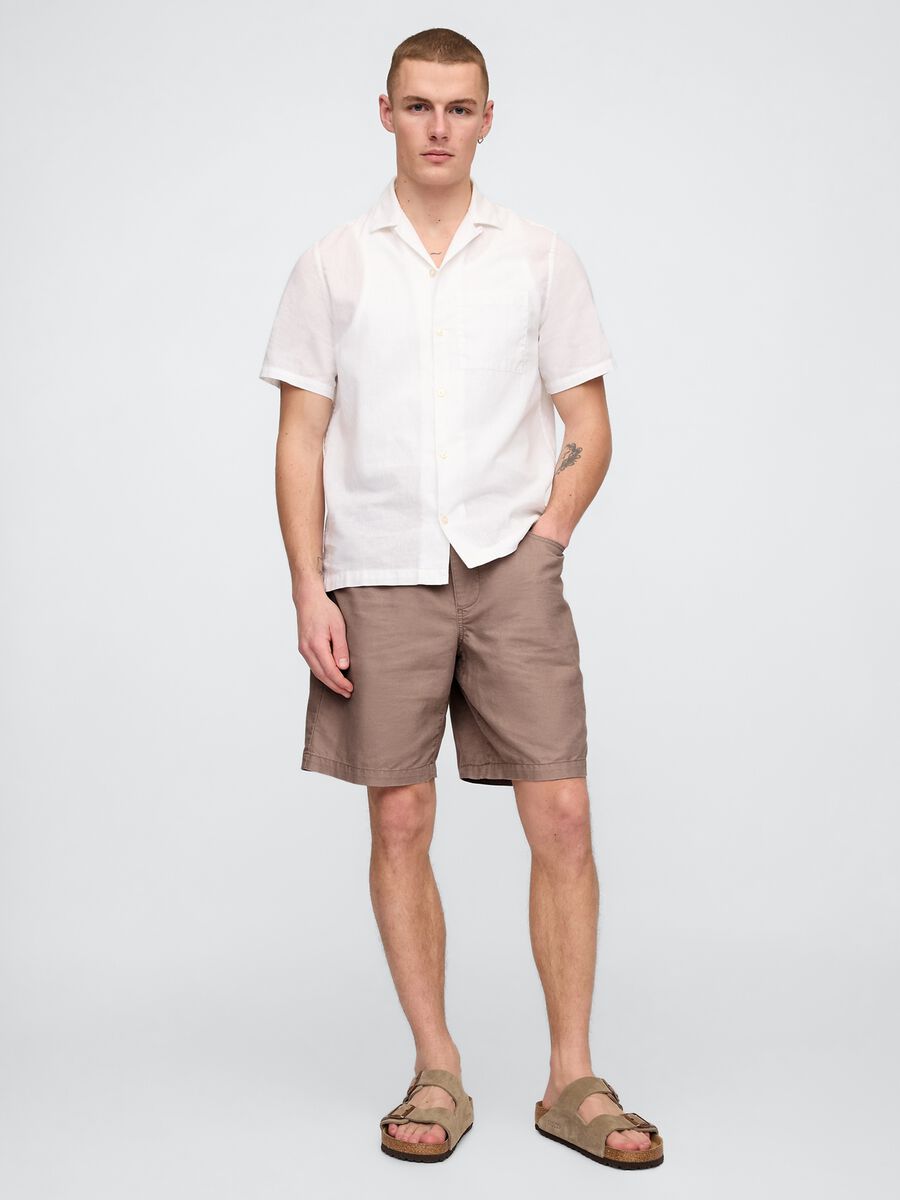 Shorts marroni in lino e cotone Gap Uomo_0