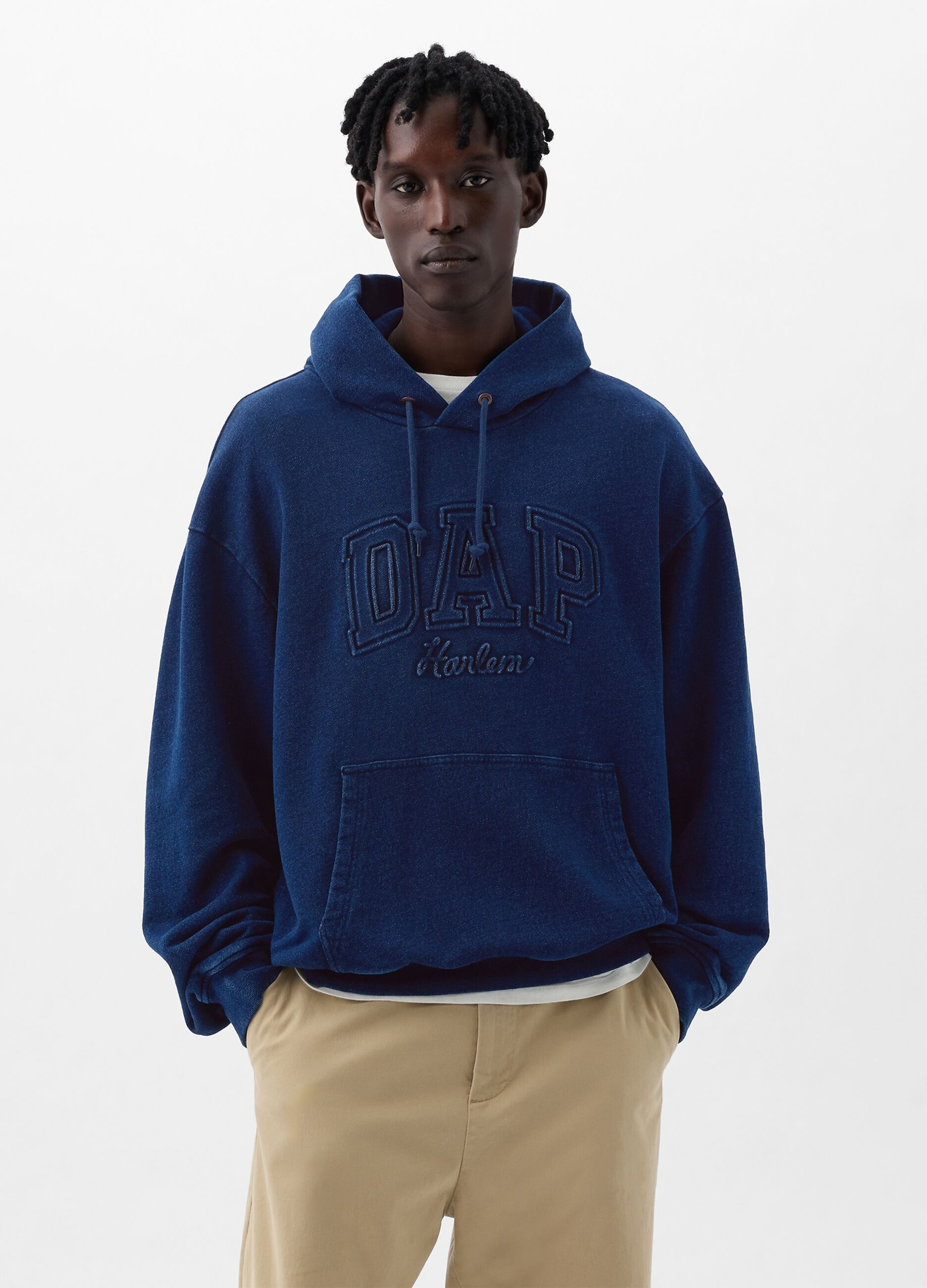 DAP x GAP Felpa in denim con cappuccio e logo_1