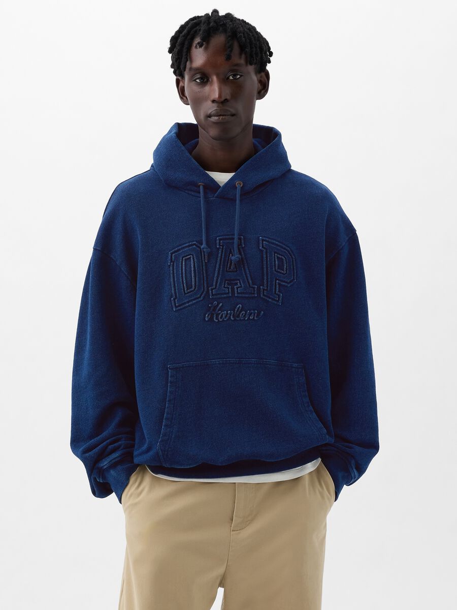 DAP x GAP Felpa in denim con cappuccio e logo Unisex_1