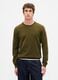 Maglione girocollo verde militare in misto cotone_0