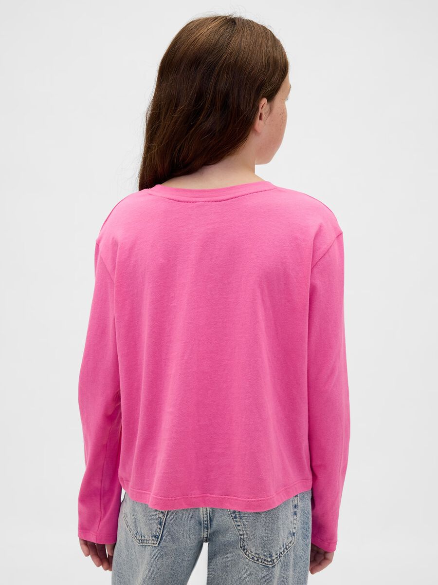 Maglia rosa a maniche lunghe con stelle Bambina_1
