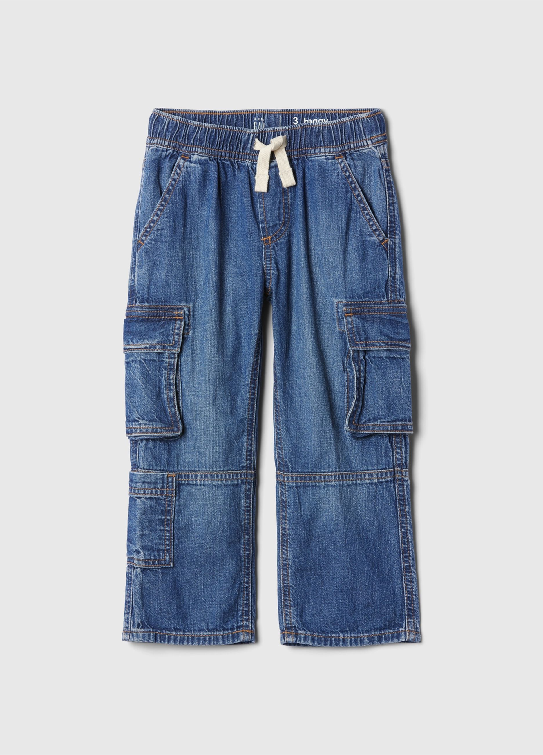 Jeans cargo baggy fit con coulisse