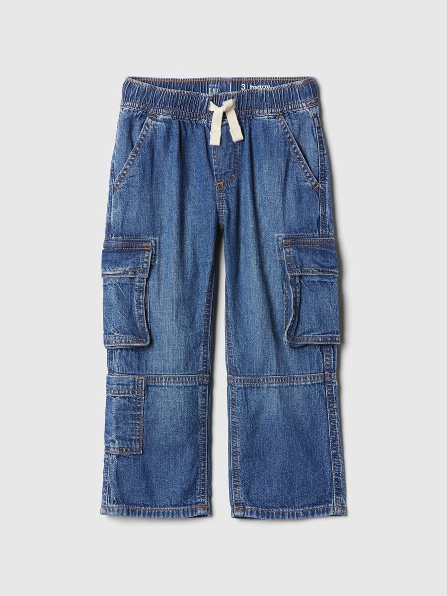 Jeans cargo baggy fit con coulisse Bimbo_0