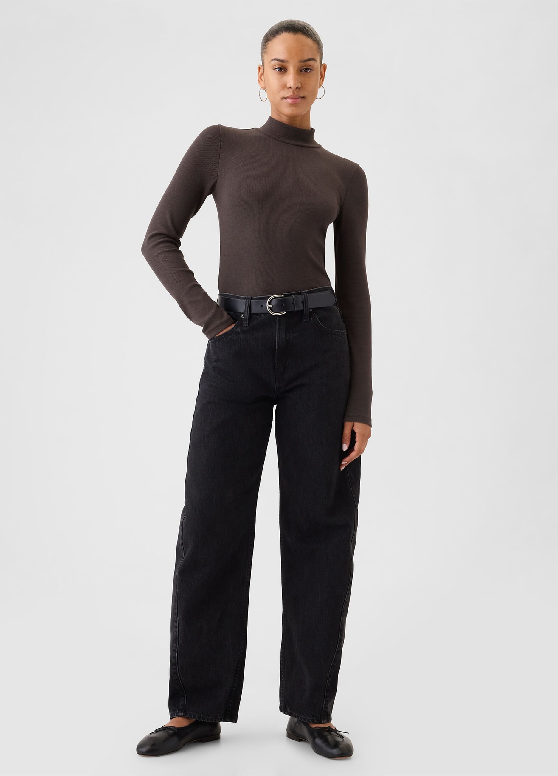 Ribbed T-shirt in stretch modal and cotton_1