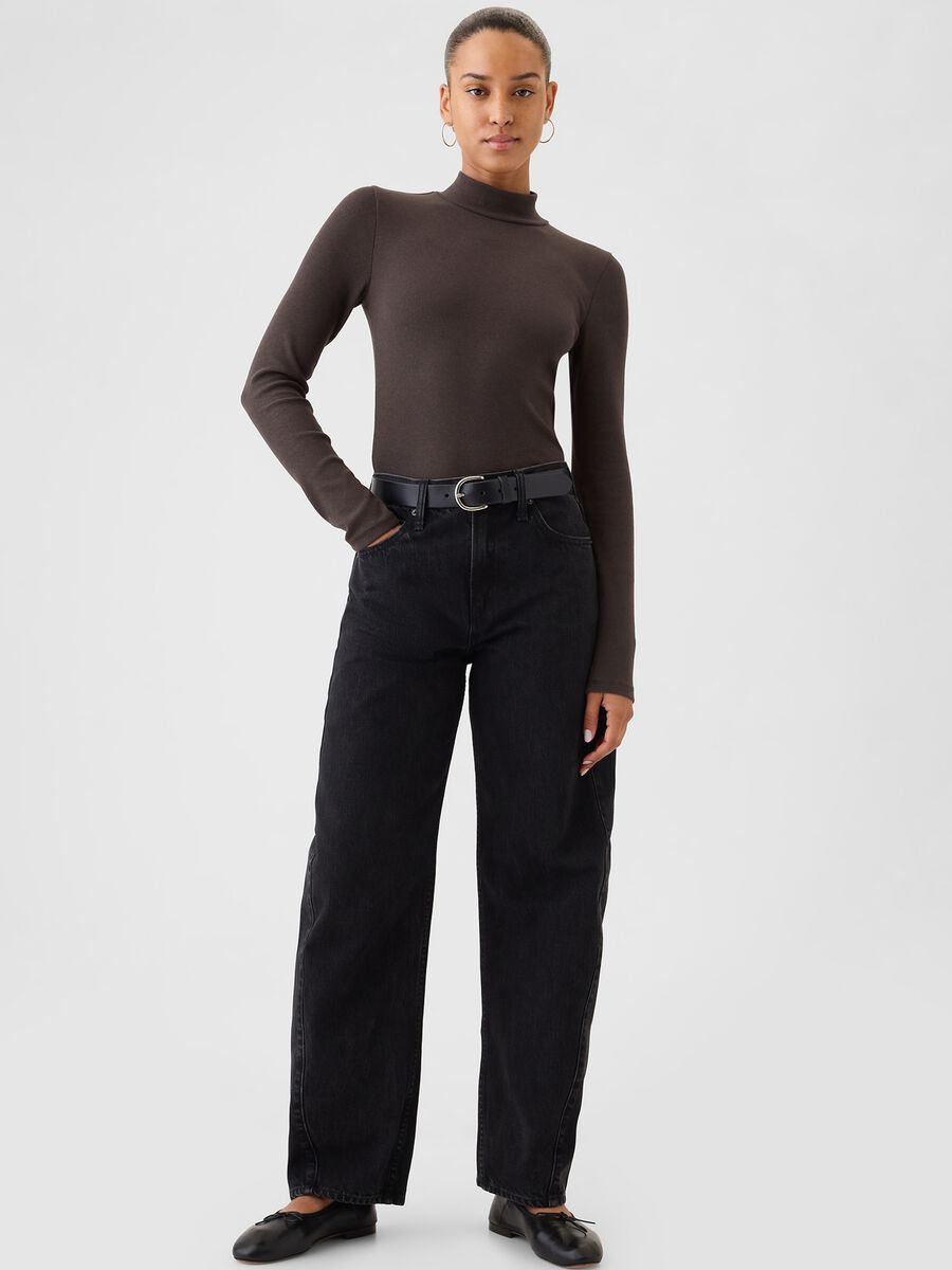 T-shirt a costine in cotone e modal stretch Donna_1