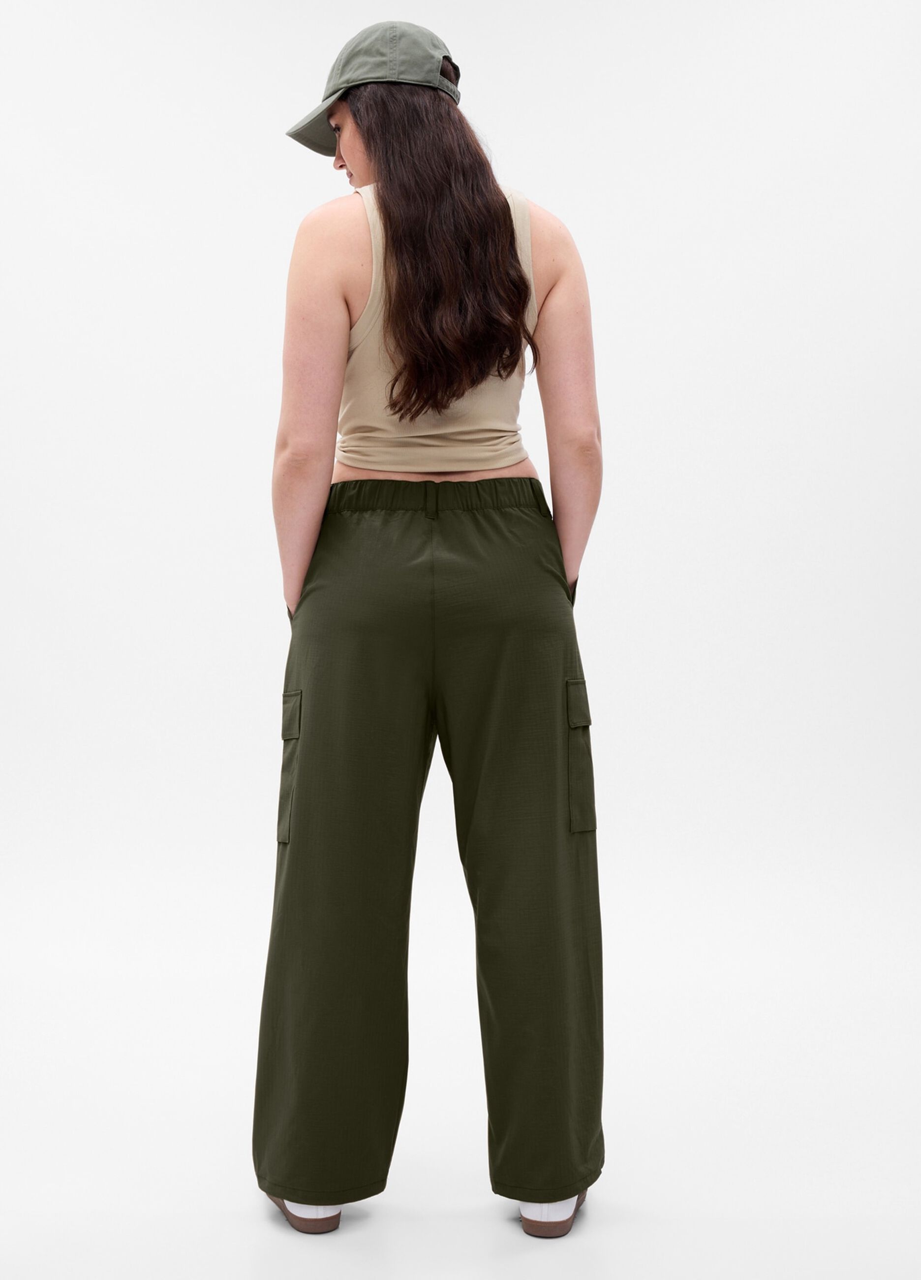 Pantaloni parachute wide leg con trama ripstop_4