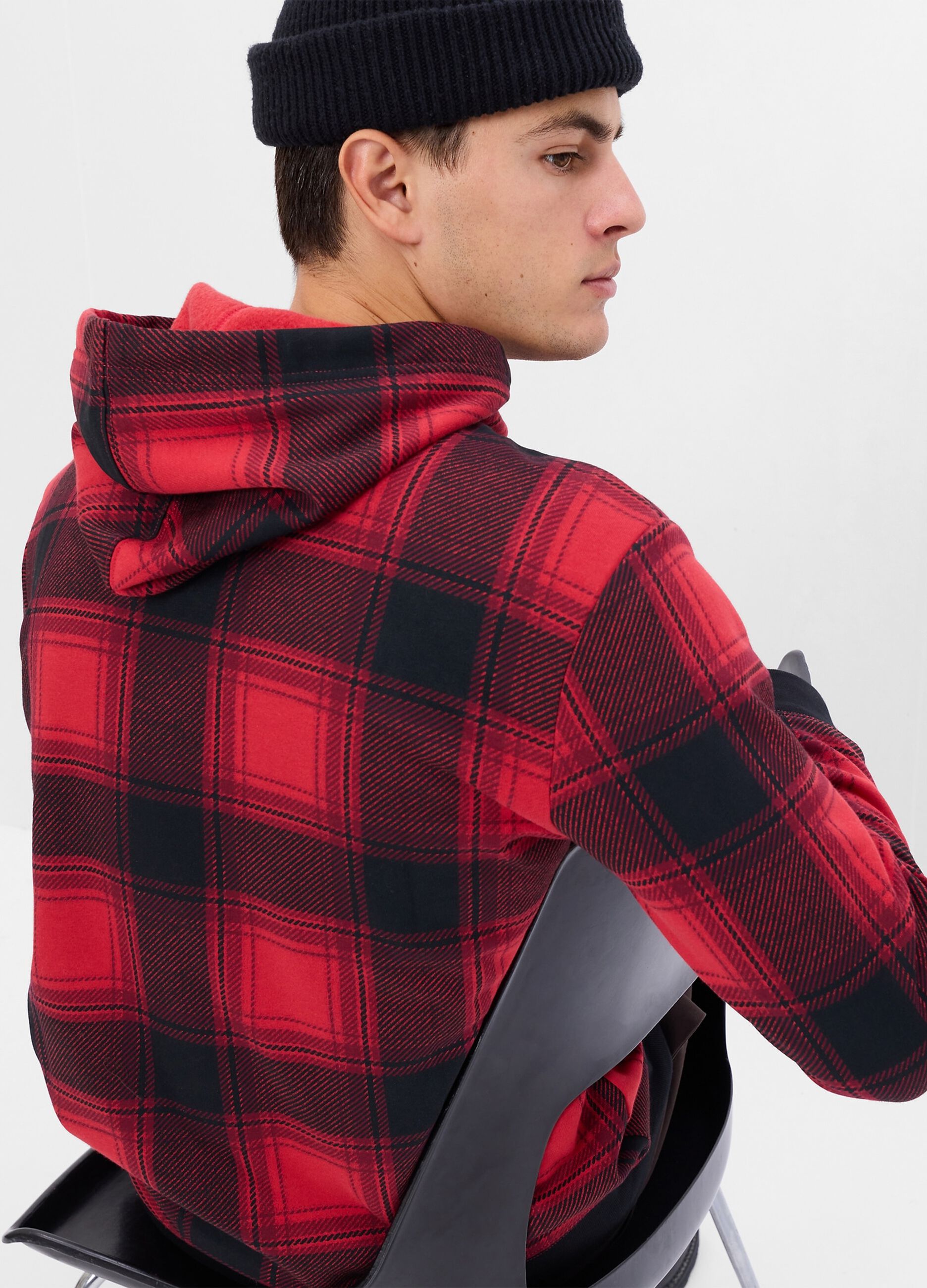 Felpa in fantasia tartan con ricamo logo_1