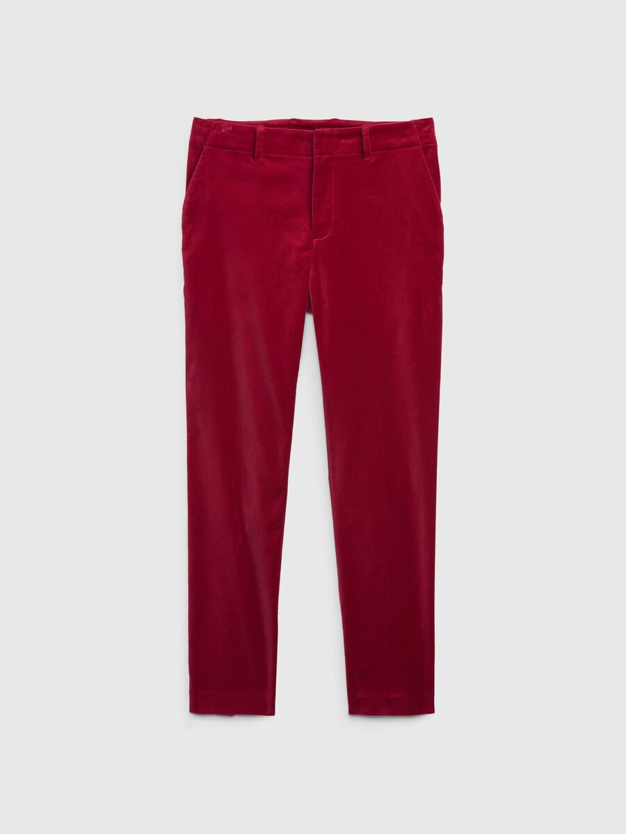 Pantaloni a sigaretta straight fit in velluto Donna_5