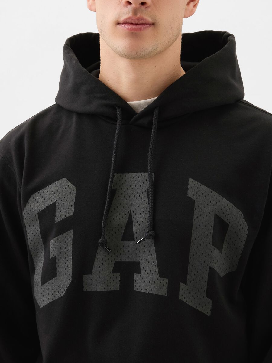 Sweatshirt with hood and maxi logo print Man_1