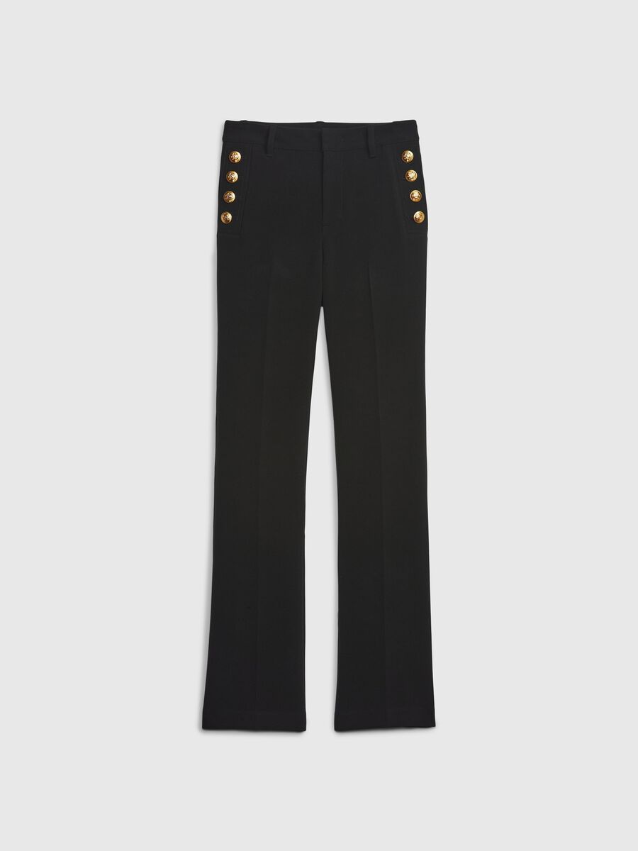 Pantaloni flare fit con bottoni dorati Donna_5