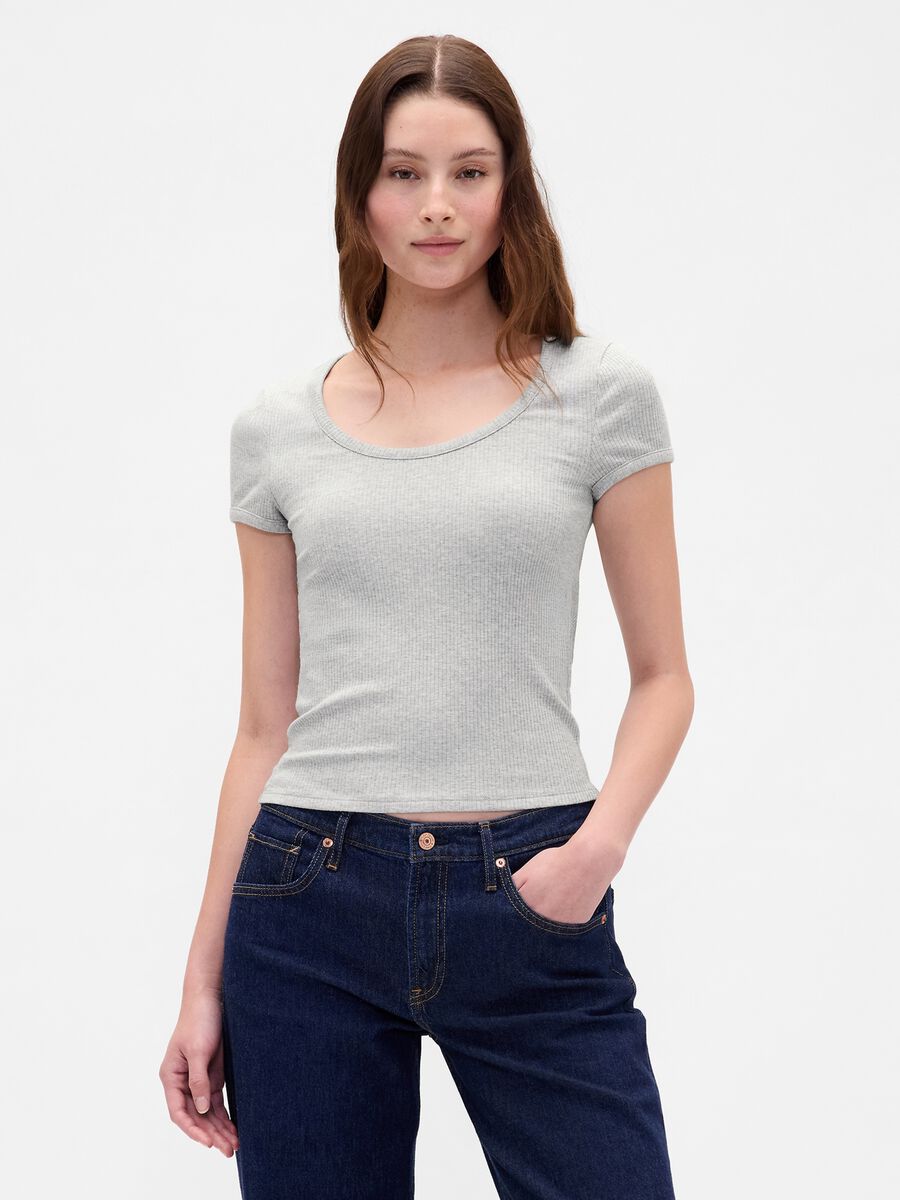 Stretch grey short sleeve t-shirt Woman_1