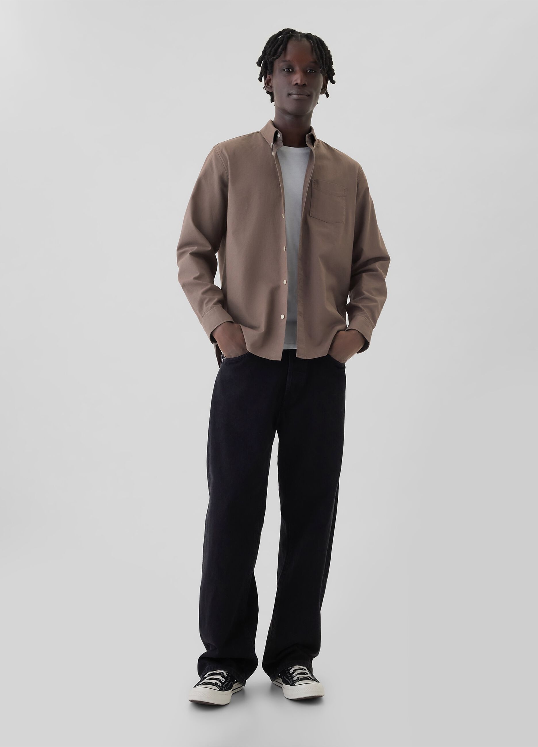 Camicia regular fit in cotone oxford_1
