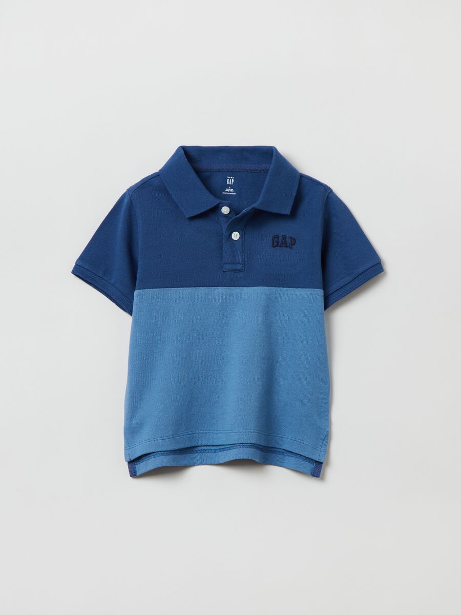 Two-tone piquet polo shirt with logo embroidery Toddler Boy_0