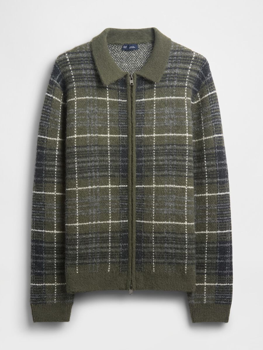 Maglione verde a quadri in misto lana e alpaca Uomo_3