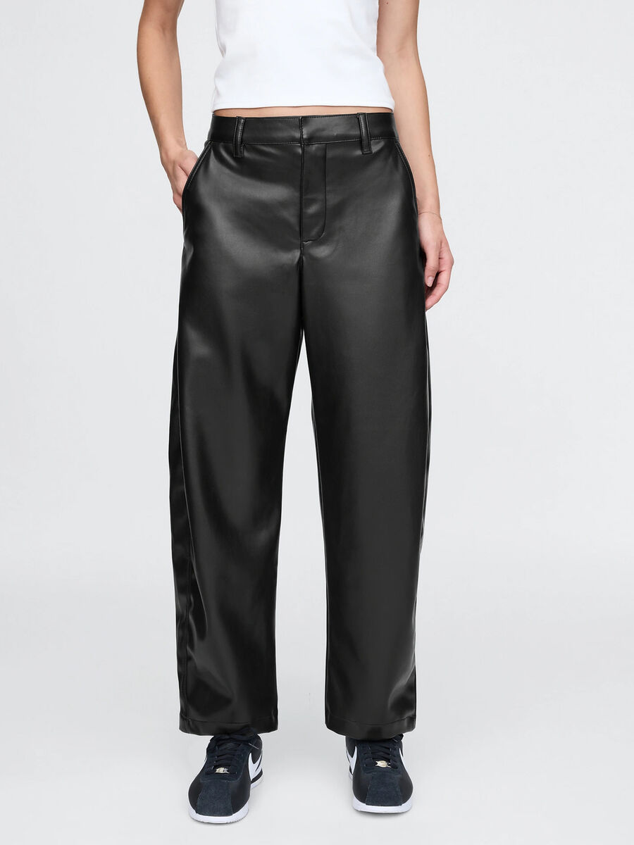 Pantalone barrel fit effetto lucido Donna_1