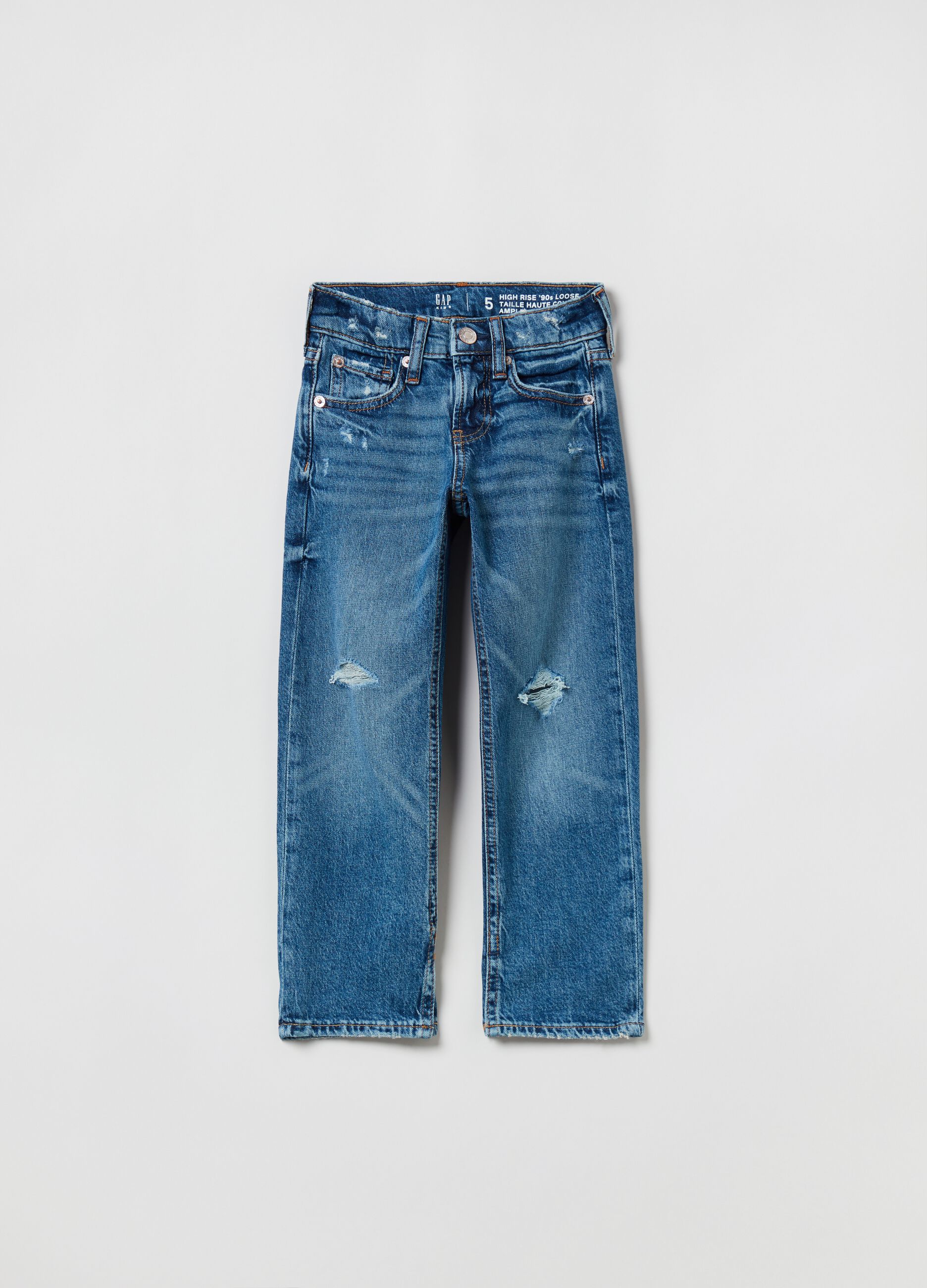 Loose-fit, high-rise jeans with worn look