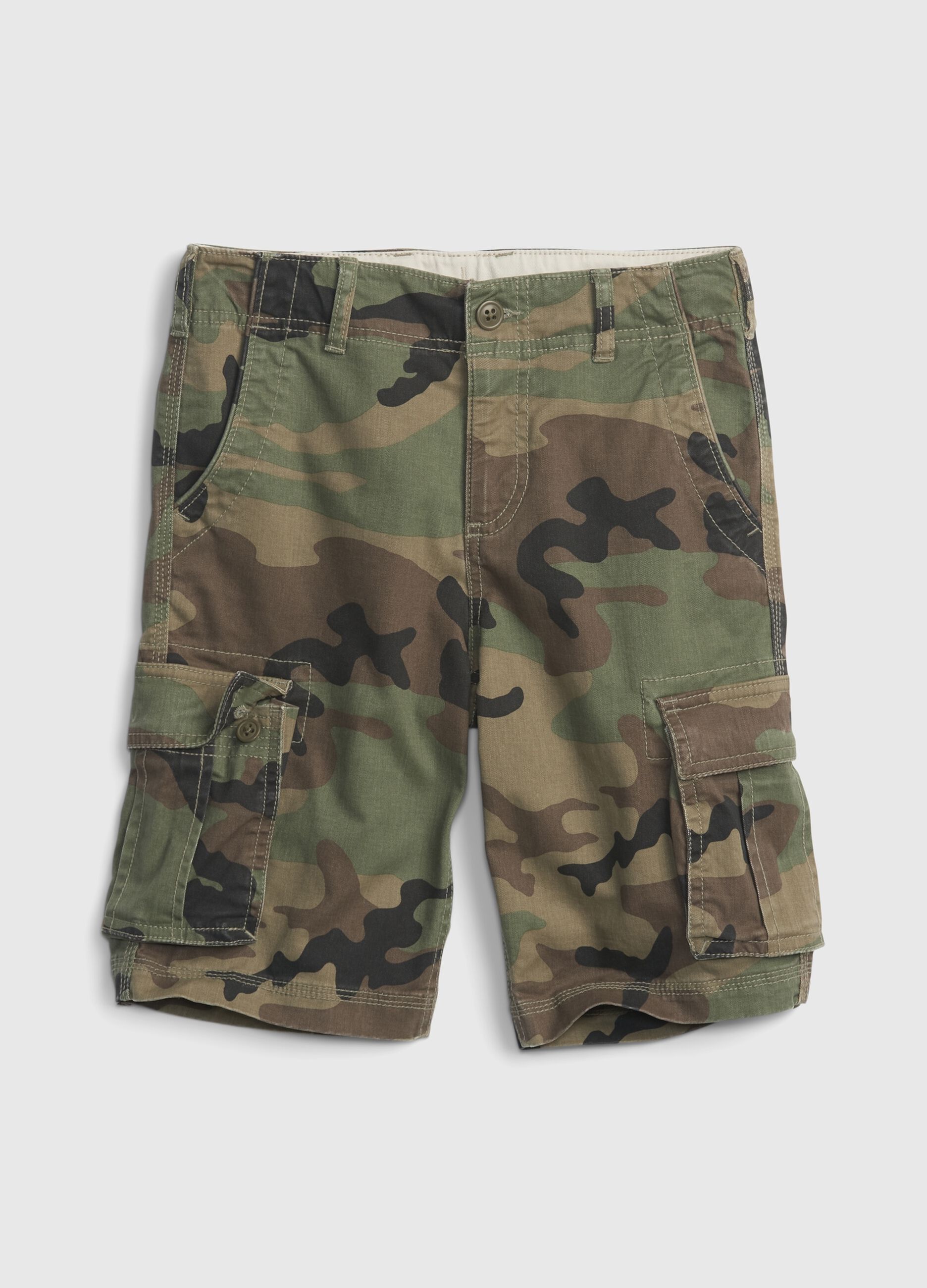 Cargo Bermuda shorts in camouflage stretch cotton_2