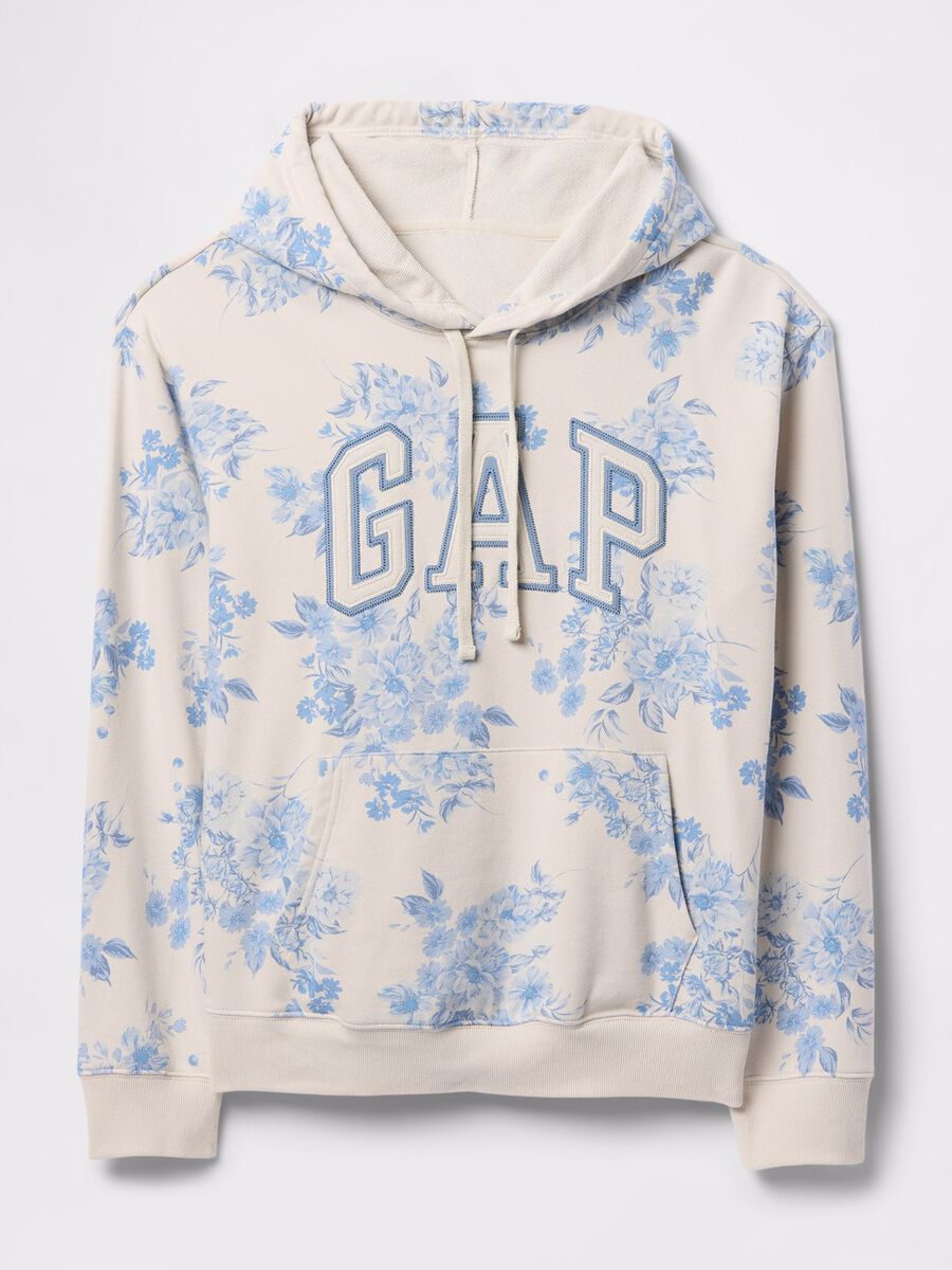 Felpa con cappuccio floreale beige e azzurro Gap Donna_4