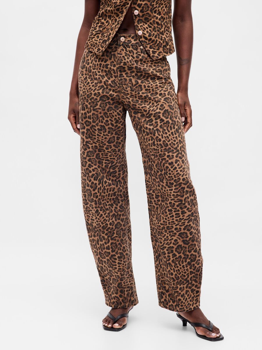 Pantaloni con stampa leopardata Donna_1