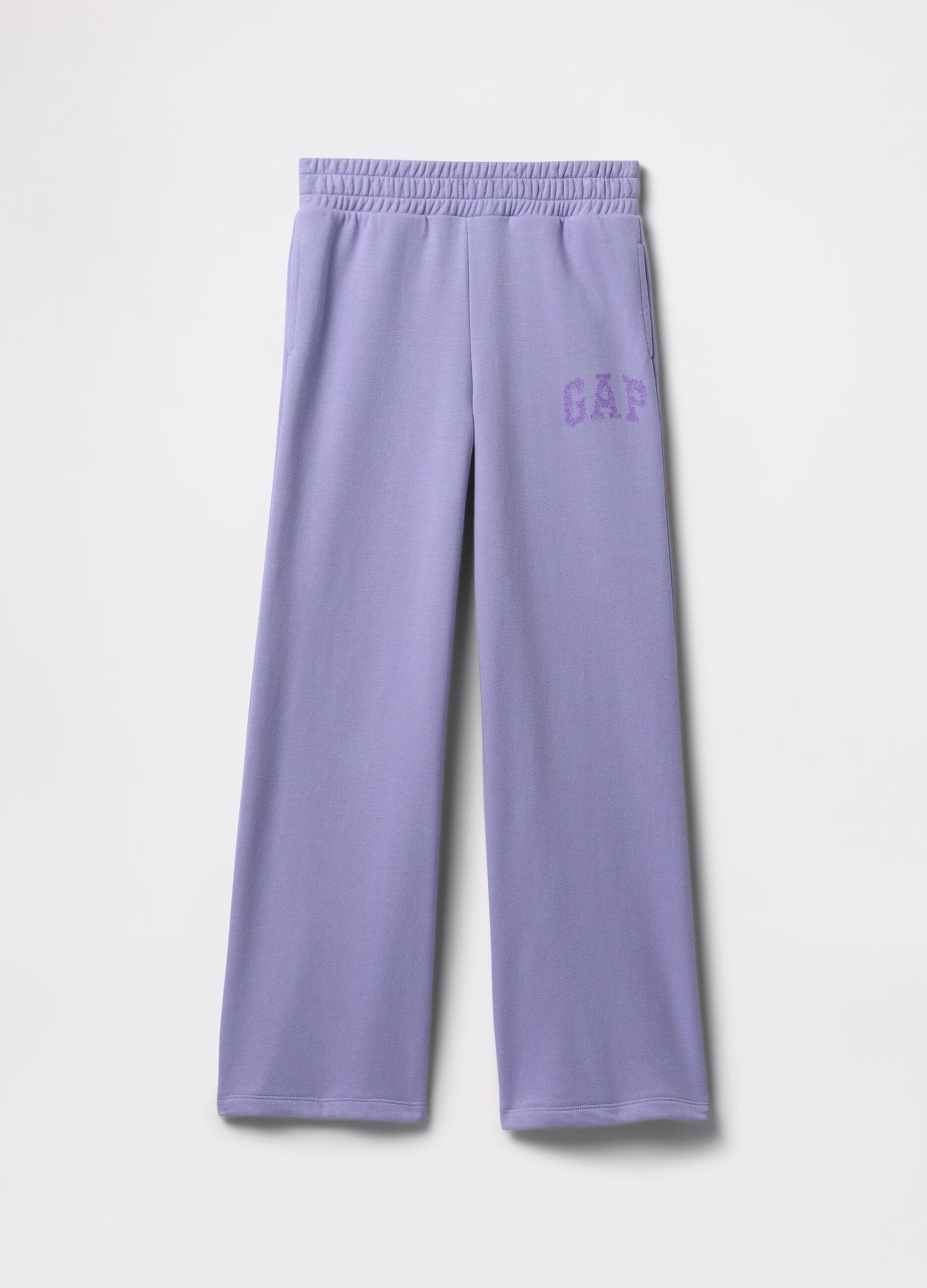 Joggers viola a gamba larga con stampa logo_4