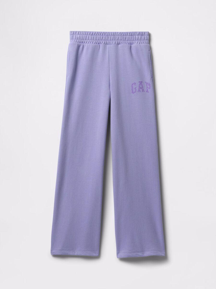 Joggers viola a gamba larga con stampa logo Bambina_4