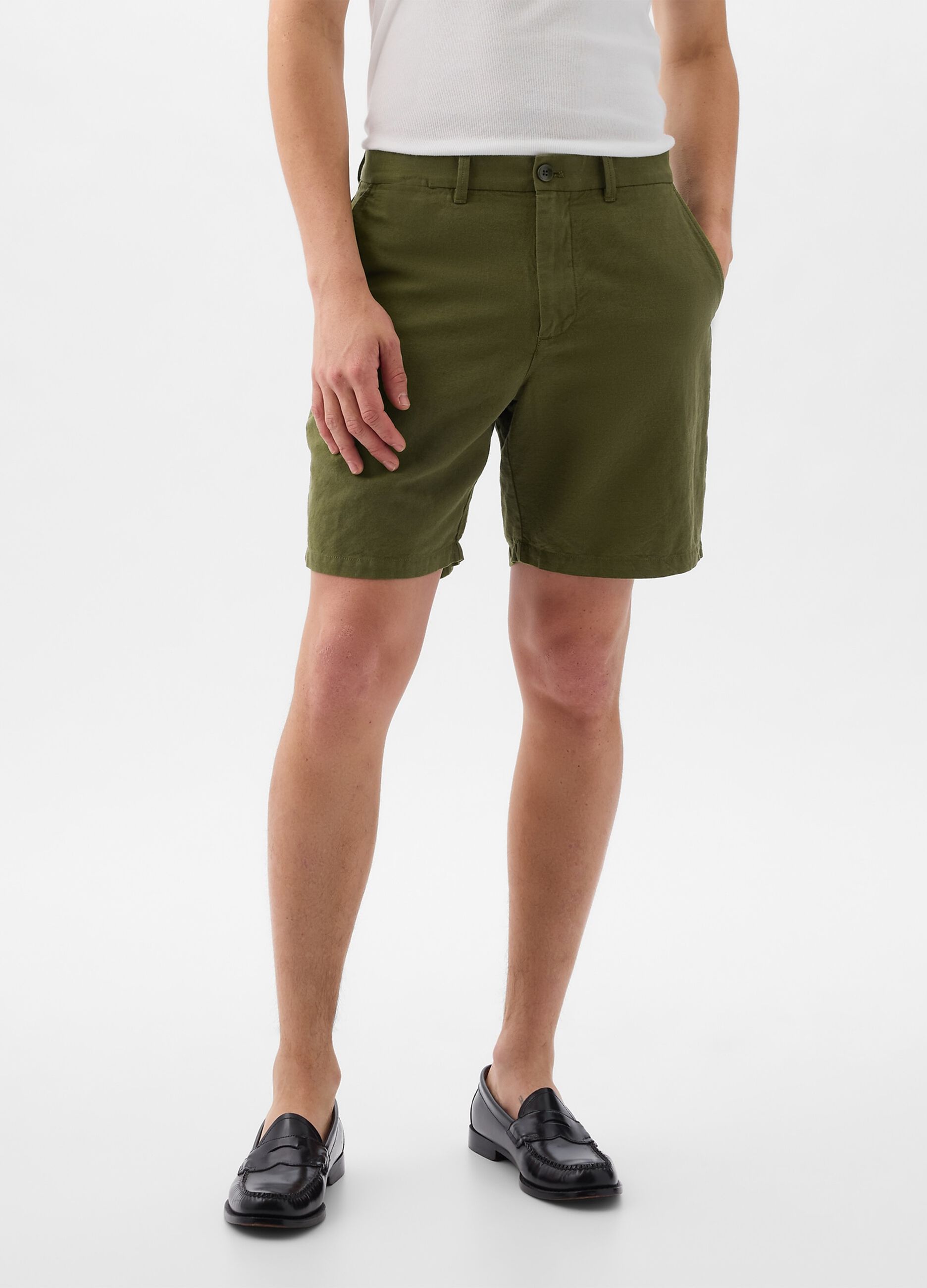 Relaxed-fit Bermuda shorts in cotton and linen_1