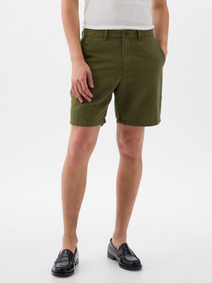Relaxed-fit Bermuda shorts in cotton and linen Man_1
