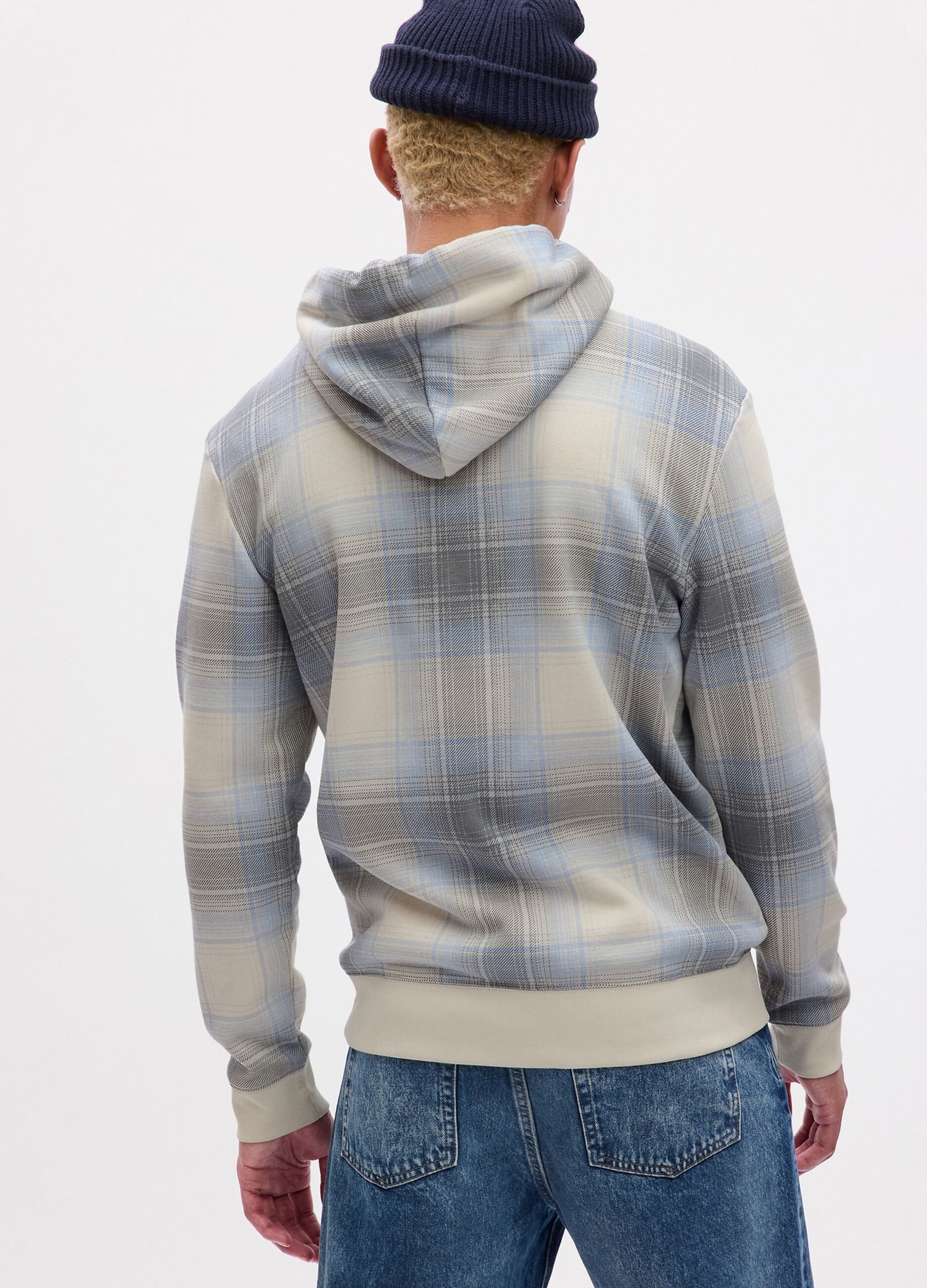 Chequered hooded sweatshirt with logo embroidery_1