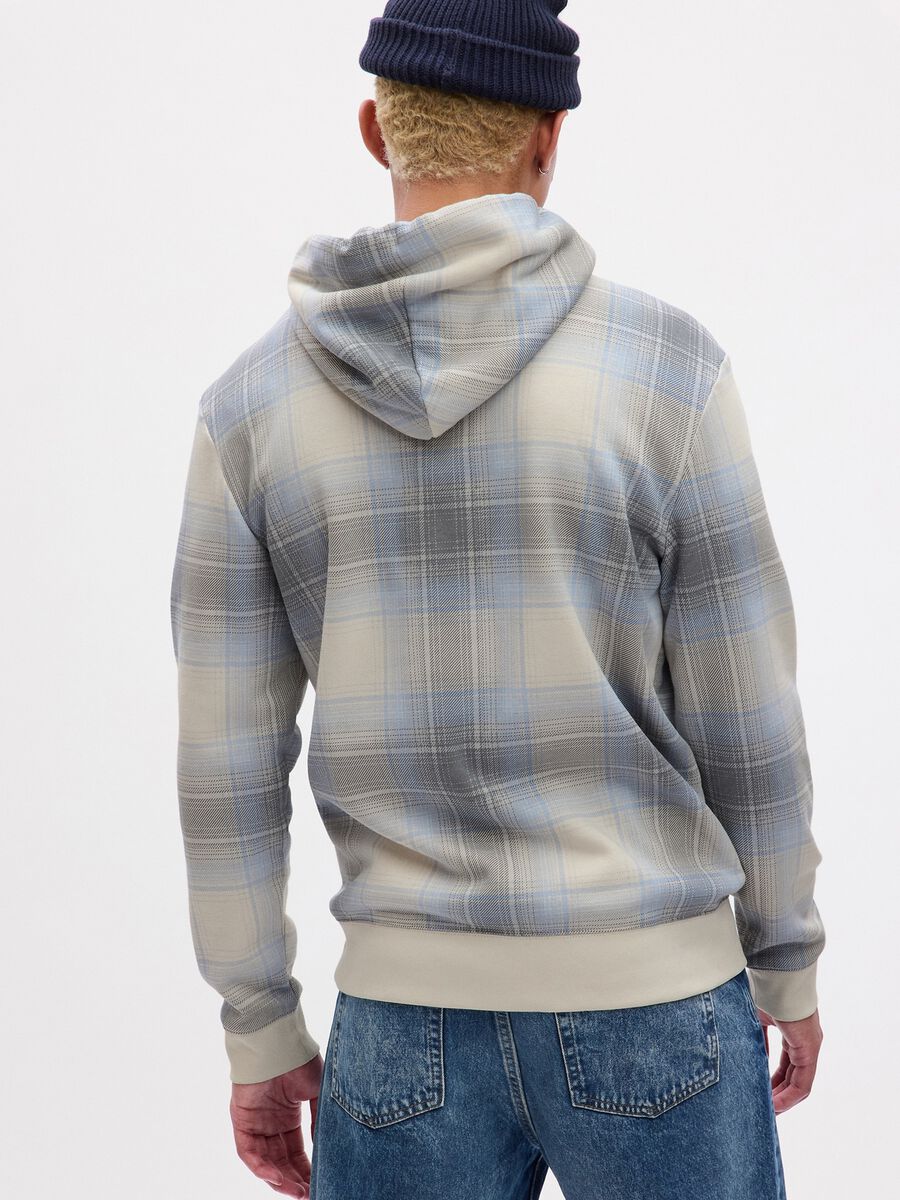 Chequered hooded sweatshirt with logo embroidery Man_1