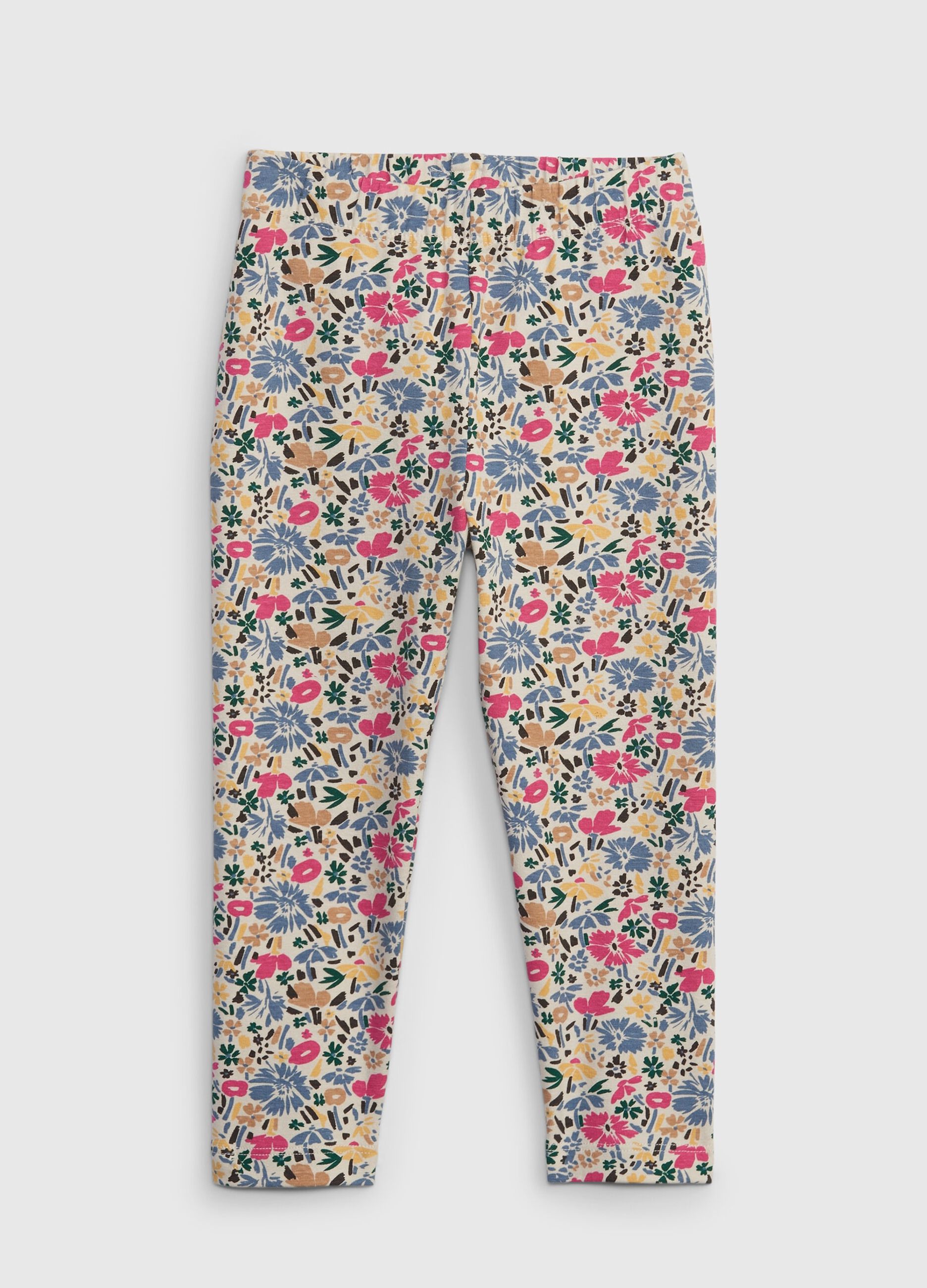 Stretch cotton leggings with floral print