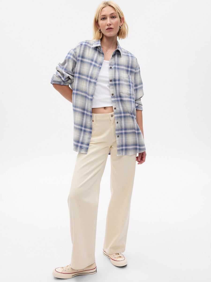 Oversized shirt in flannel with check pattern Woman_0