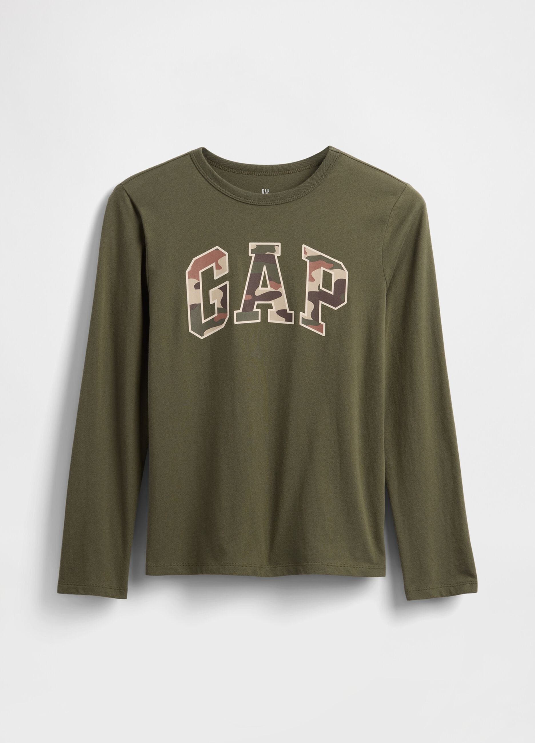 T-shirt verde a maniche lunghe in cotone