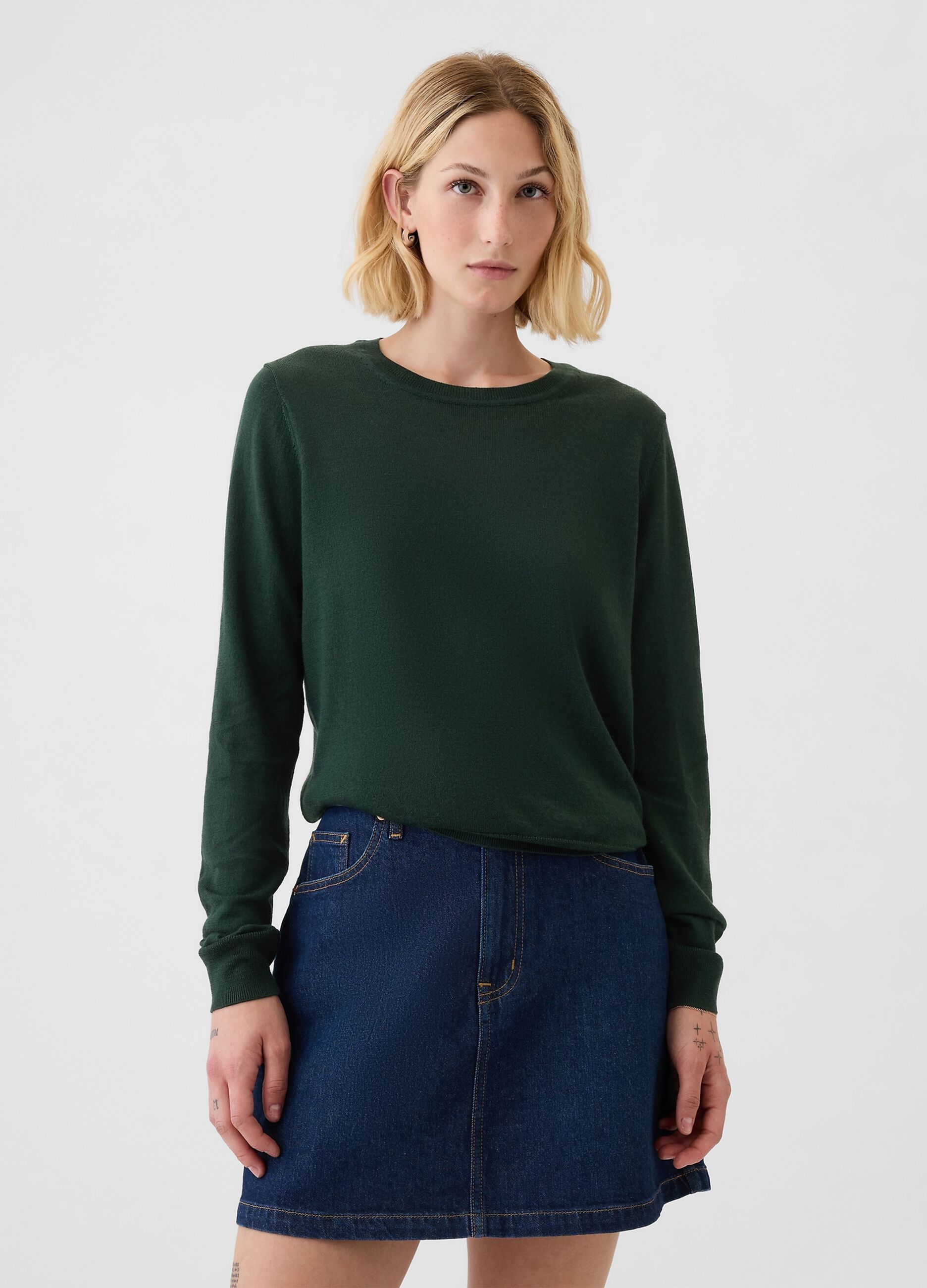 Pullover girocollo in lana merino