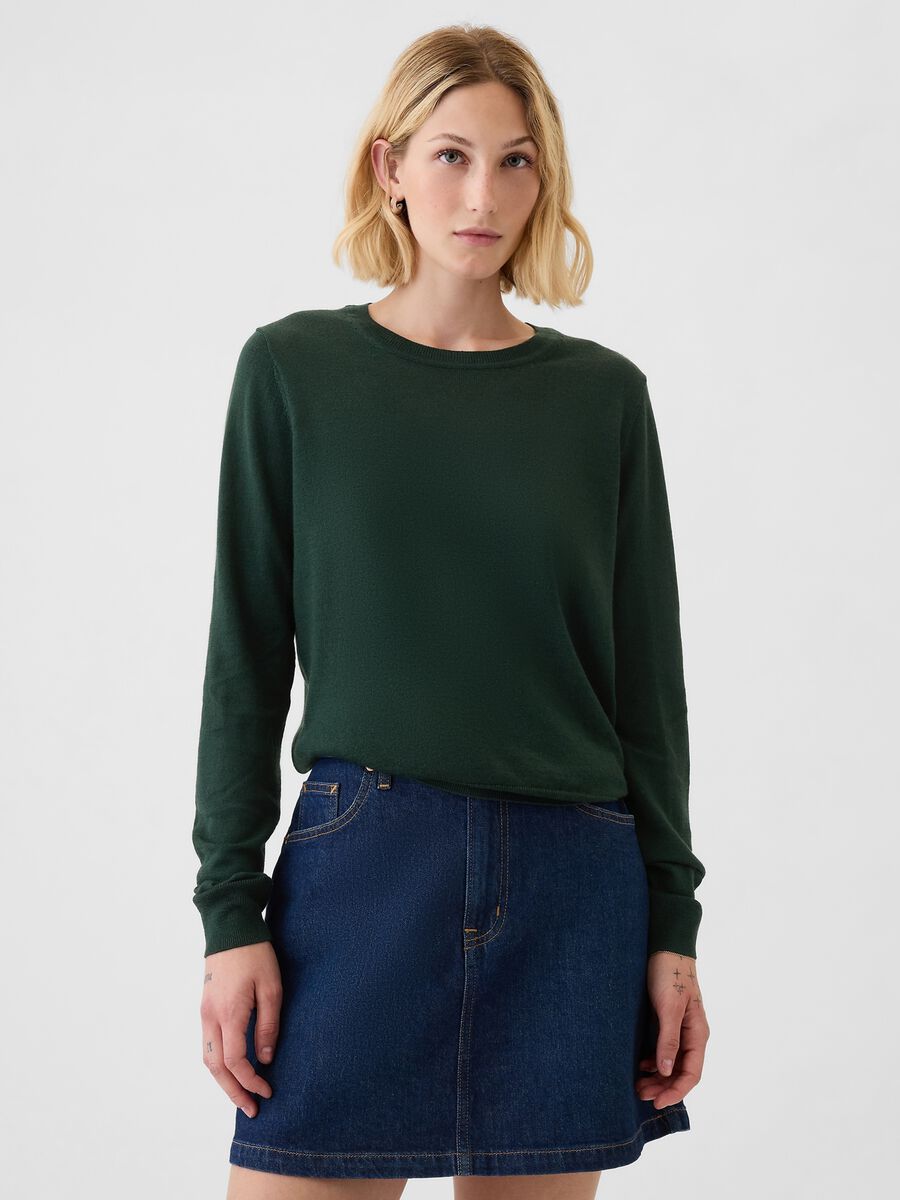 Merino wool pullover with round neck Woman_0