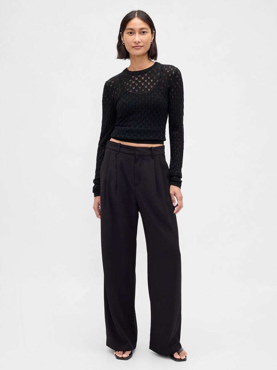 Black perforated sweater Woman_2
