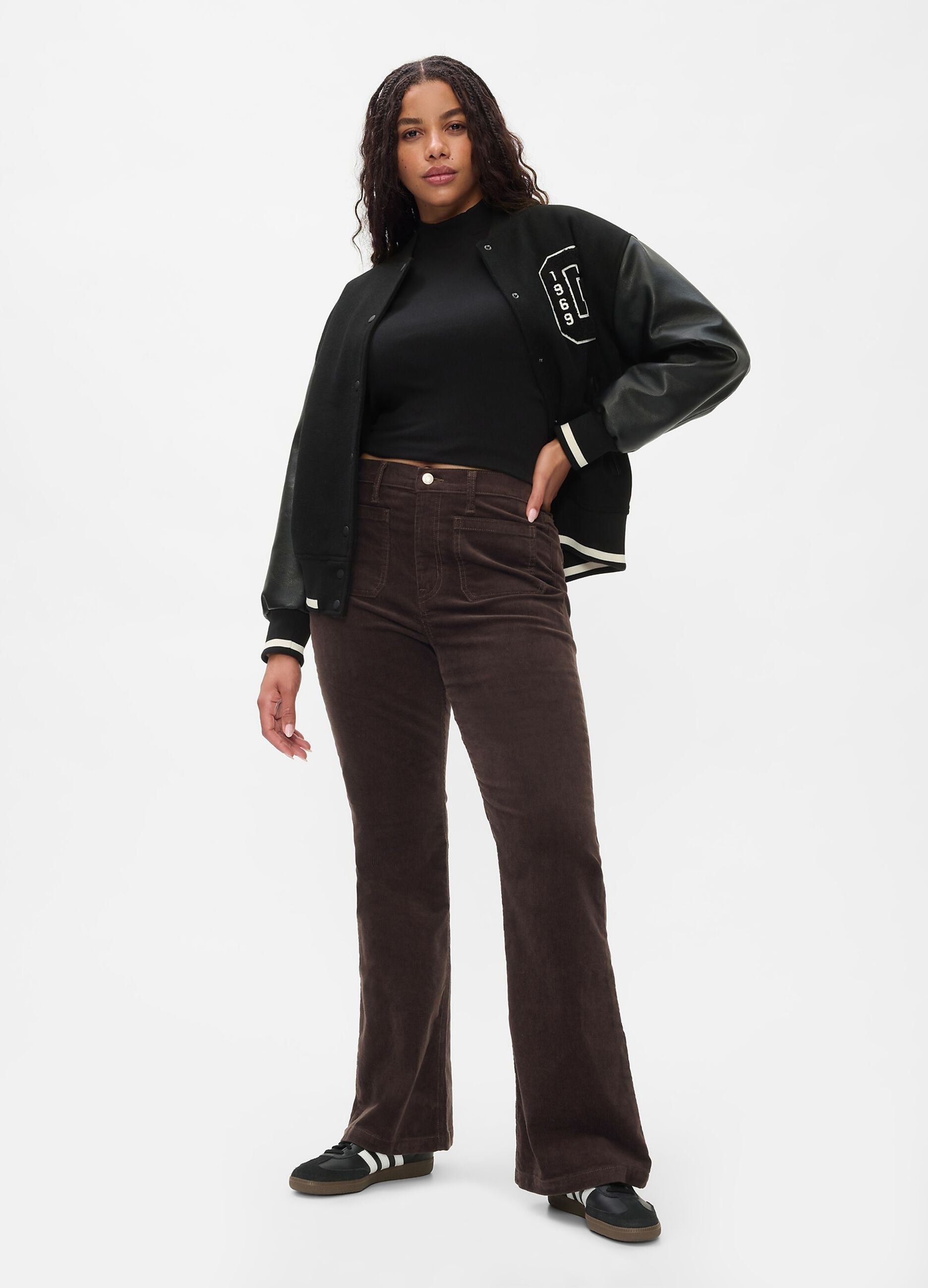 Flare-fit high-rise trousers in corduroy_5
