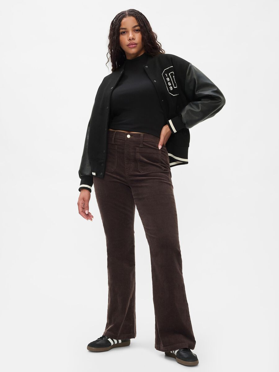 Pantalone flare fit a vita alta in corduroy Donna_5