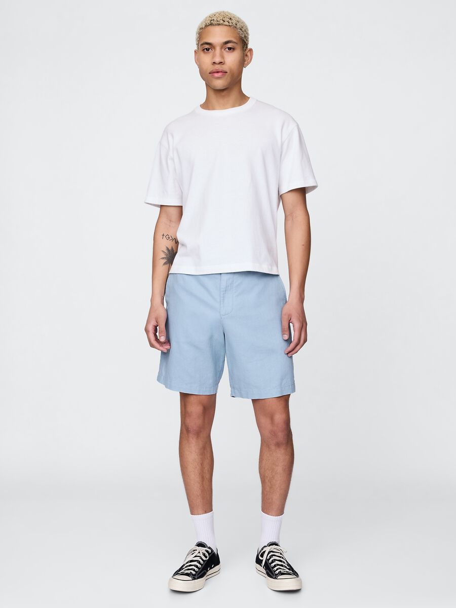Shorts azzurri in lino e cotone Gap Uomo_2