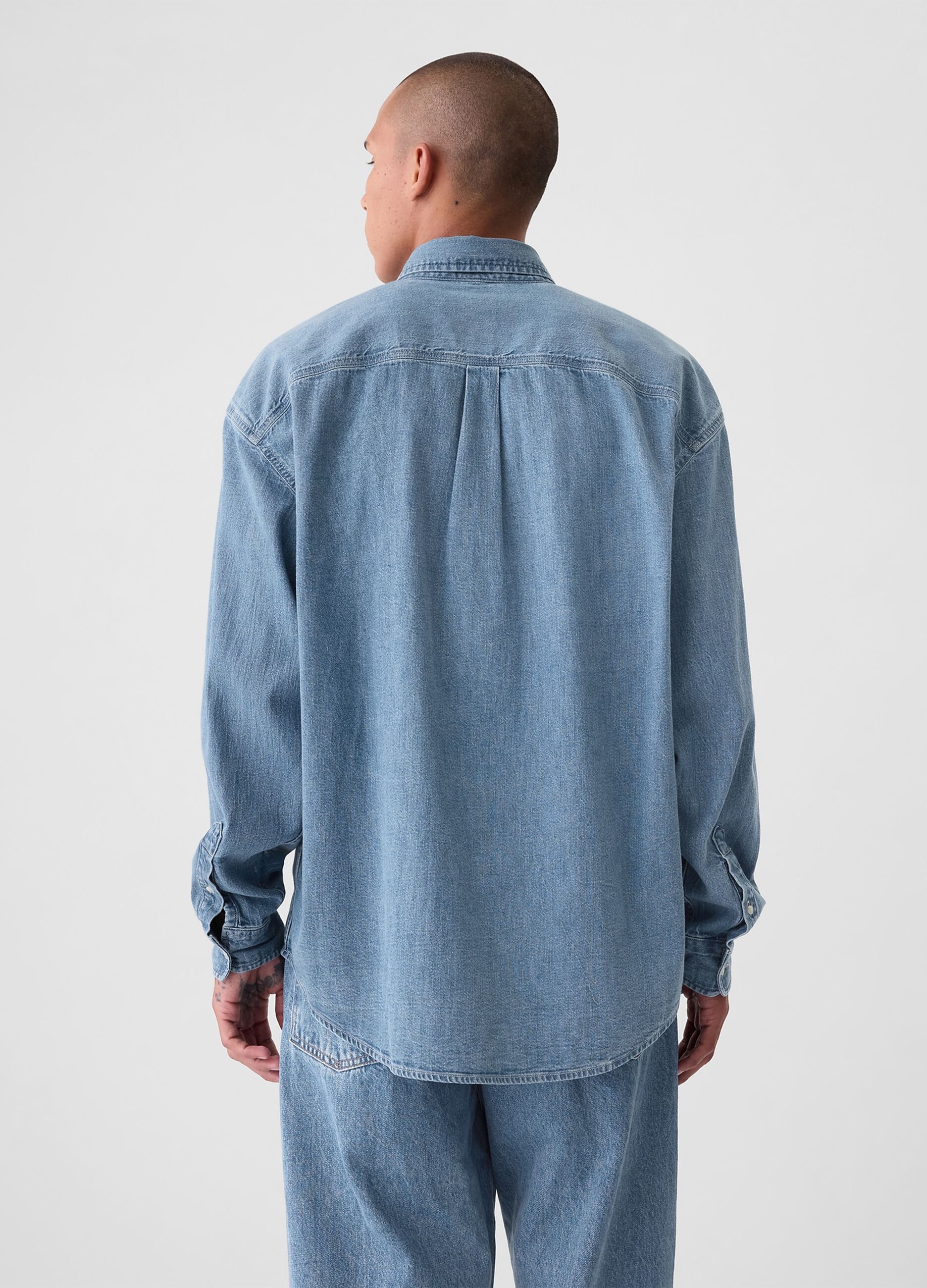 Camicia button-down in denim _2