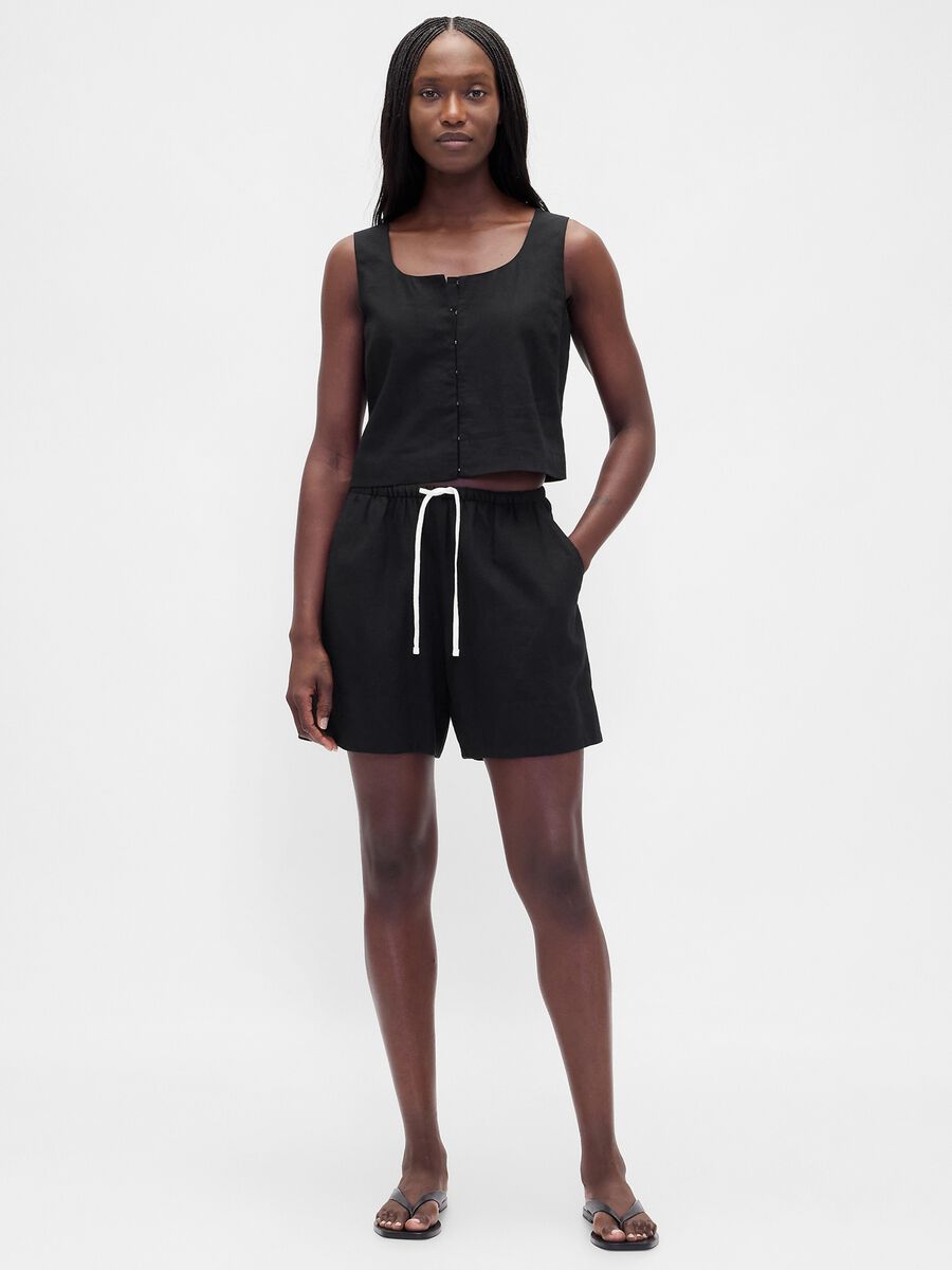 Shorts in misto lino Donna_0