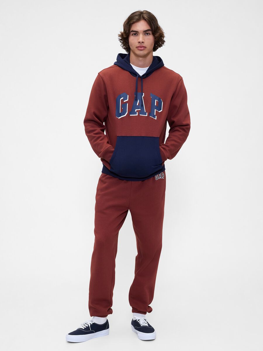 Felpa rossa con cappuccio in misto cotone Uomo_1