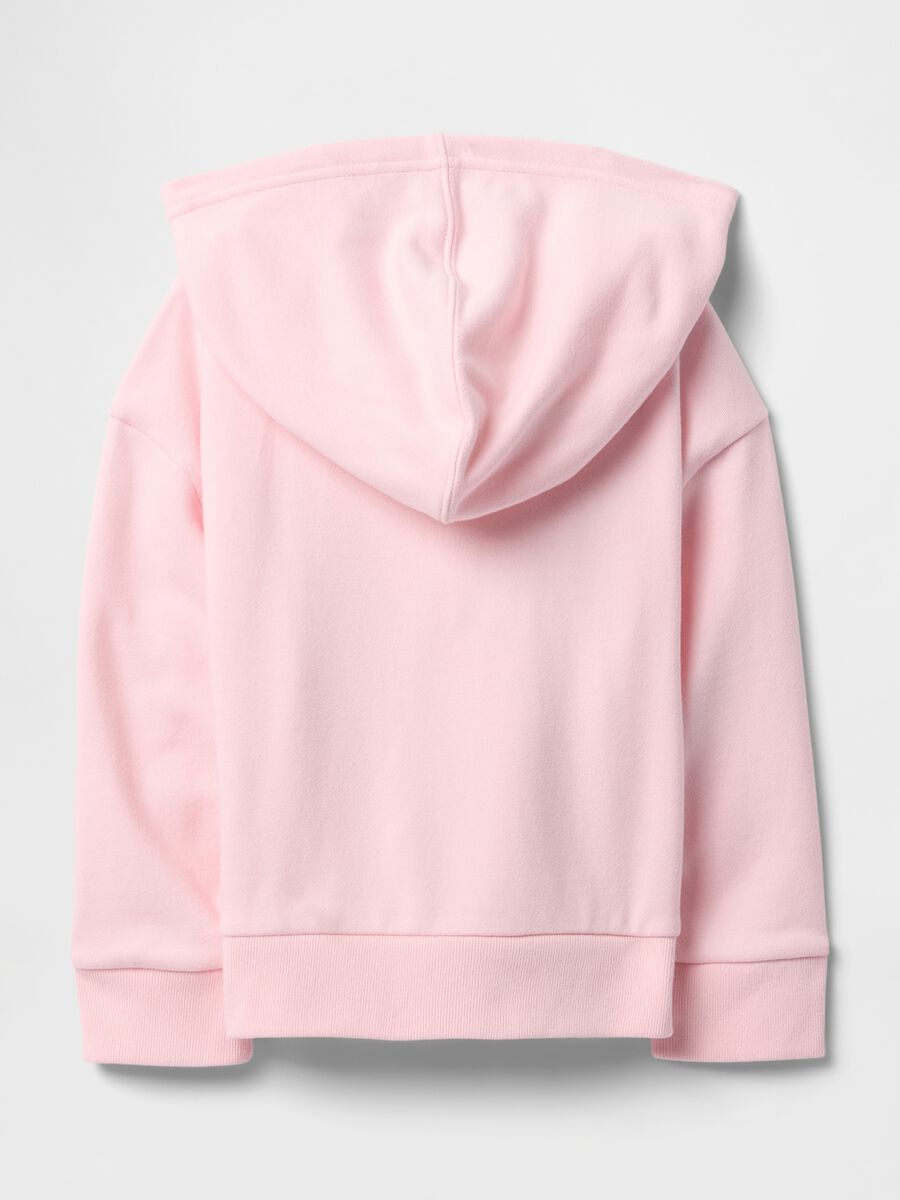 Felpa in misto cotone rosa da neonata regular fit con zip e logo Bimba_1